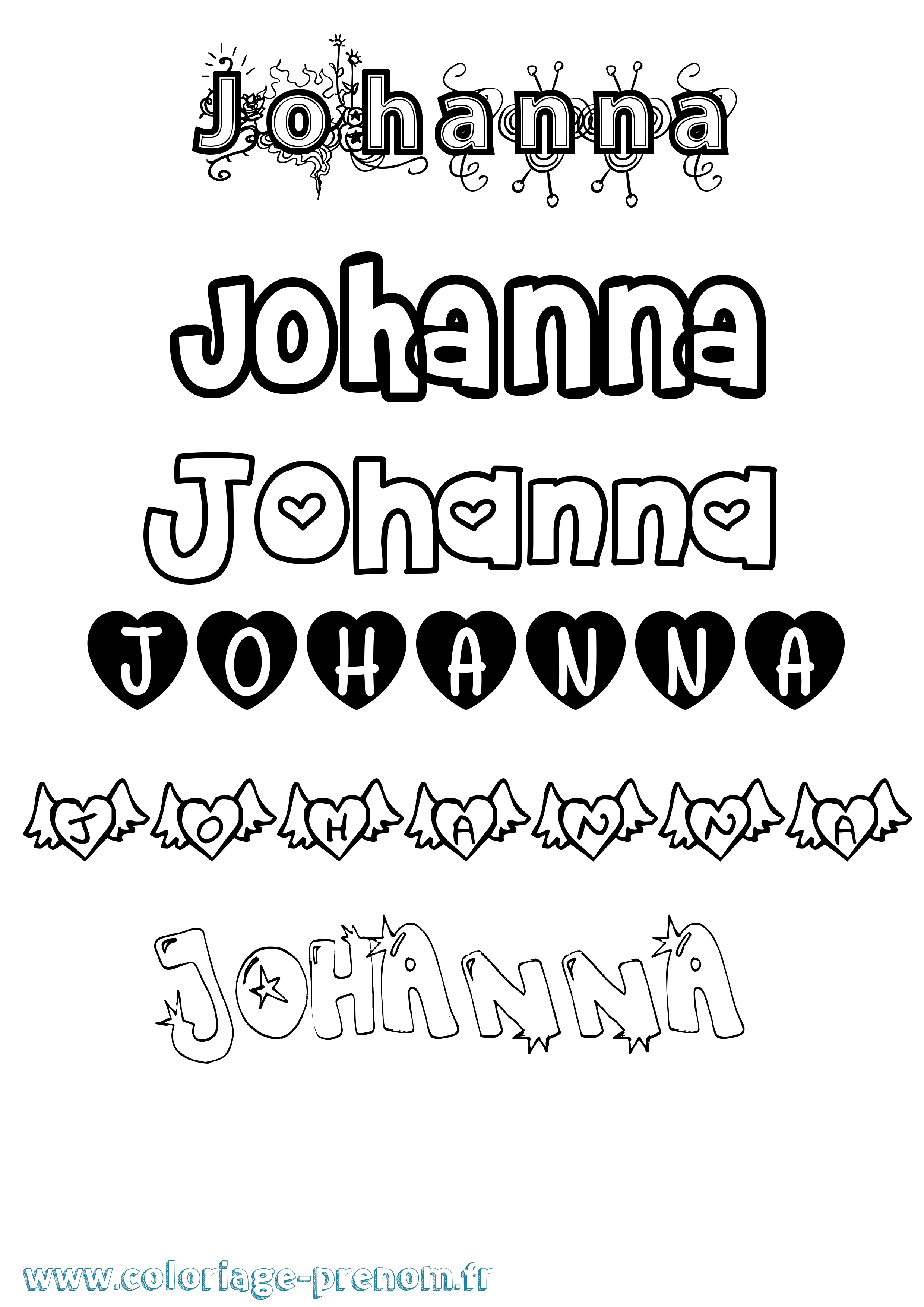 Coloriage prénom Johanna Girly
