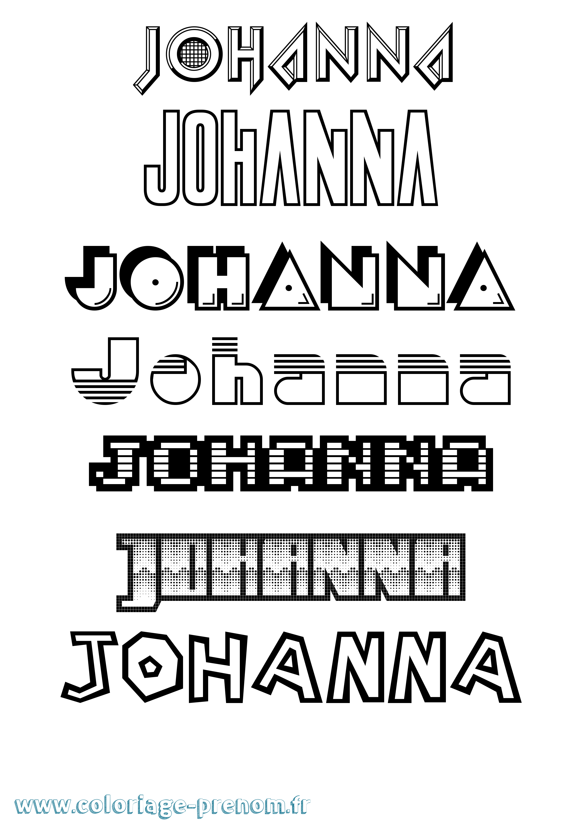 Coloriage prénom Johanna Jeux Vidéos