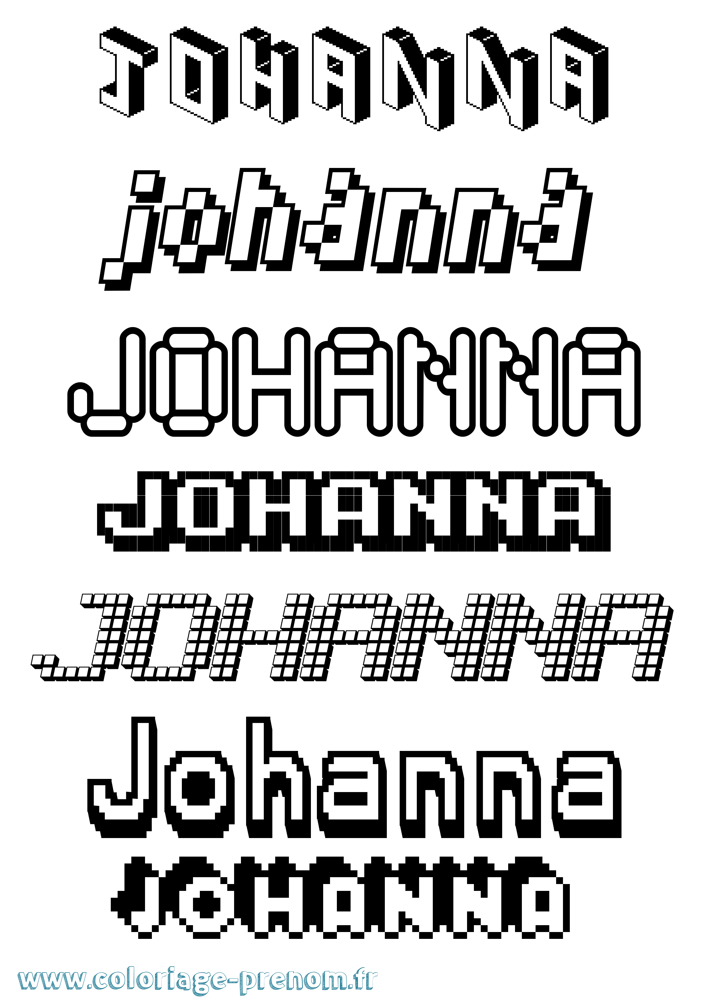 Coloriage prénom Johanna Pixel