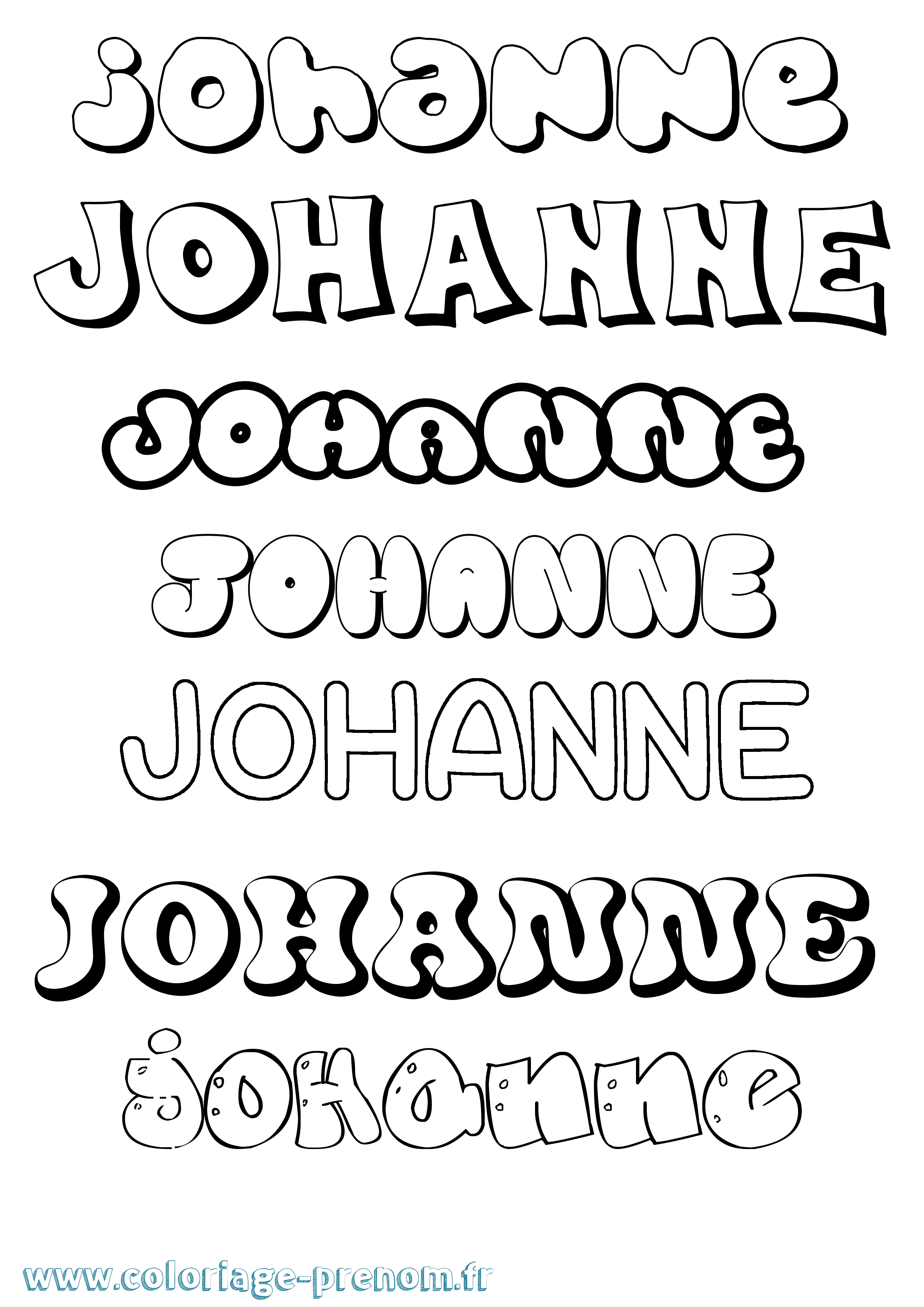 Coloriage Johanne Bubble Coloriage prénom Johanne Bubble