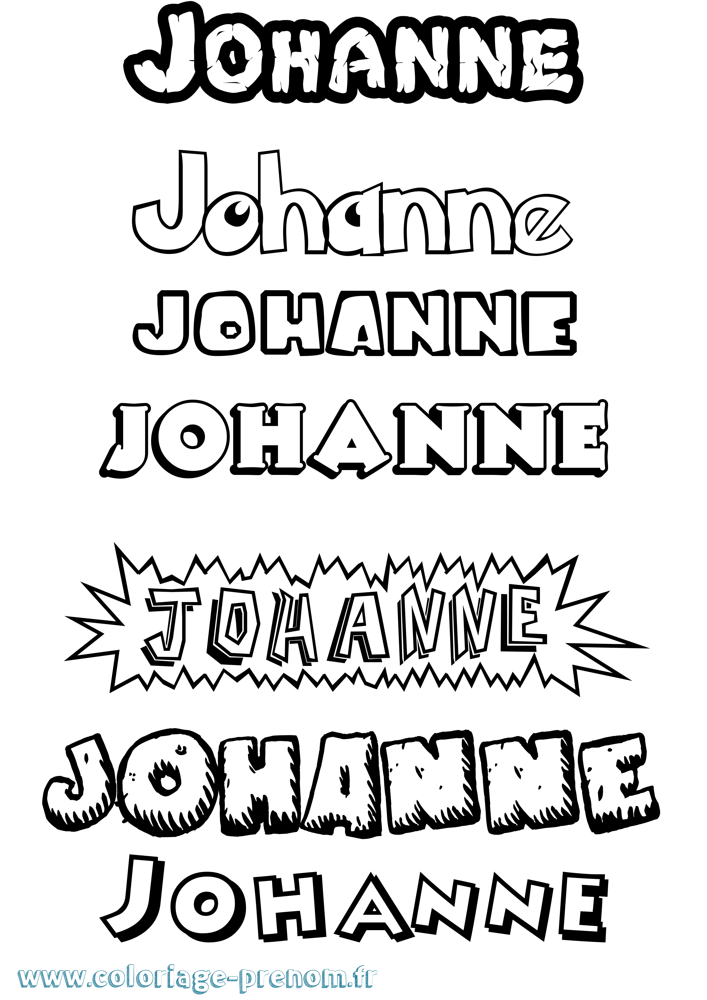 Coloriage prénom Johanne Dessin Animé