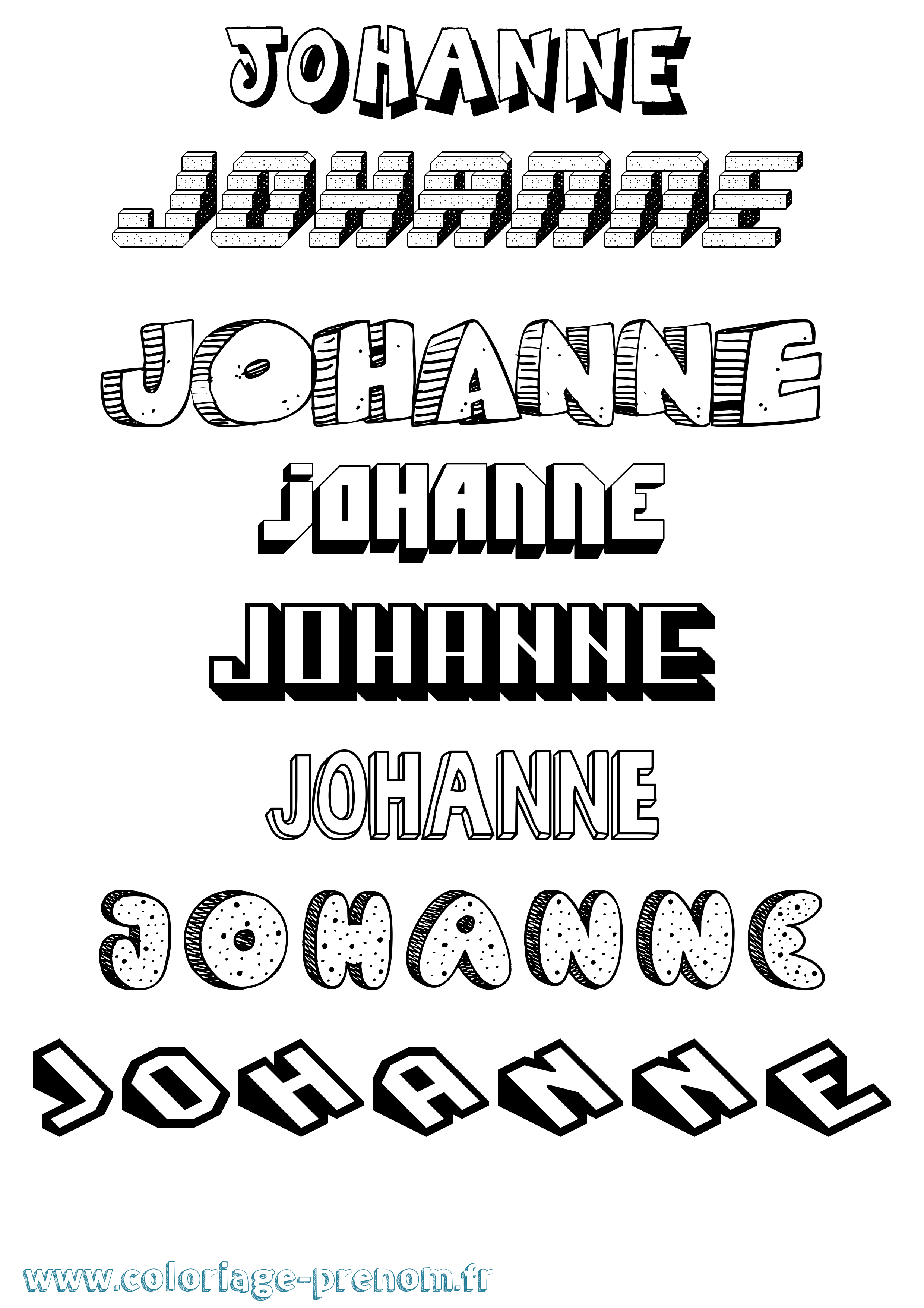 Coloriage Johanne Effet 3D Coloriage prénom Johanne Effet 3D