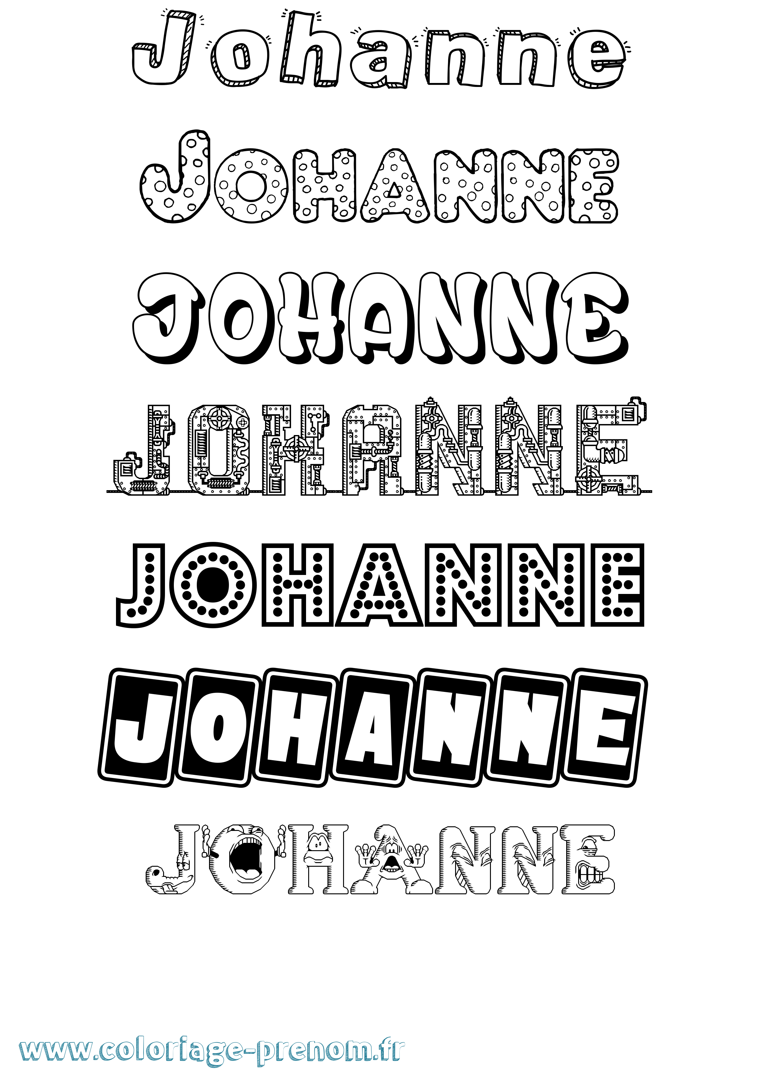 Coloriage prénom Johanne Fun