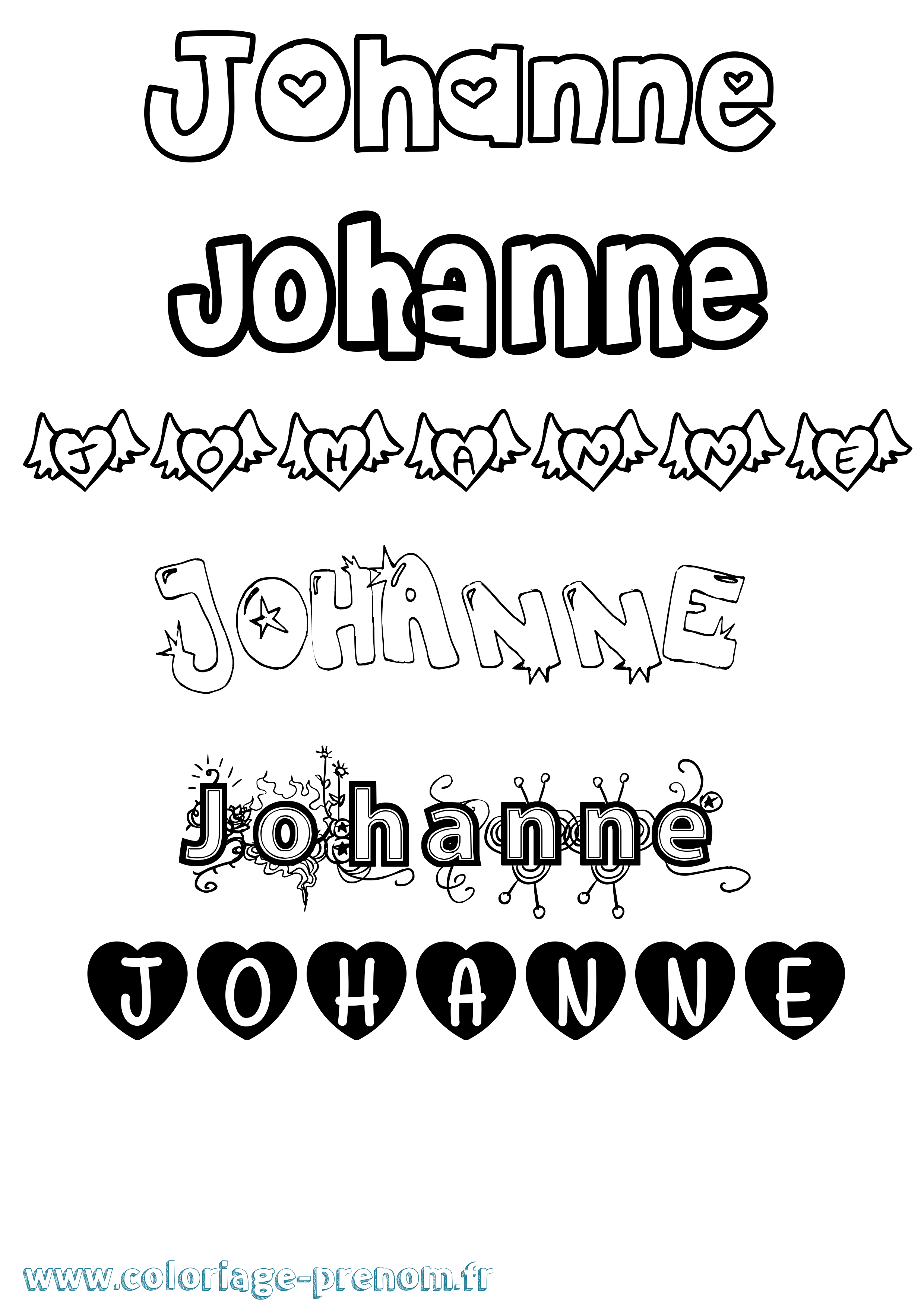 Coloriage prénom Johanne Girly