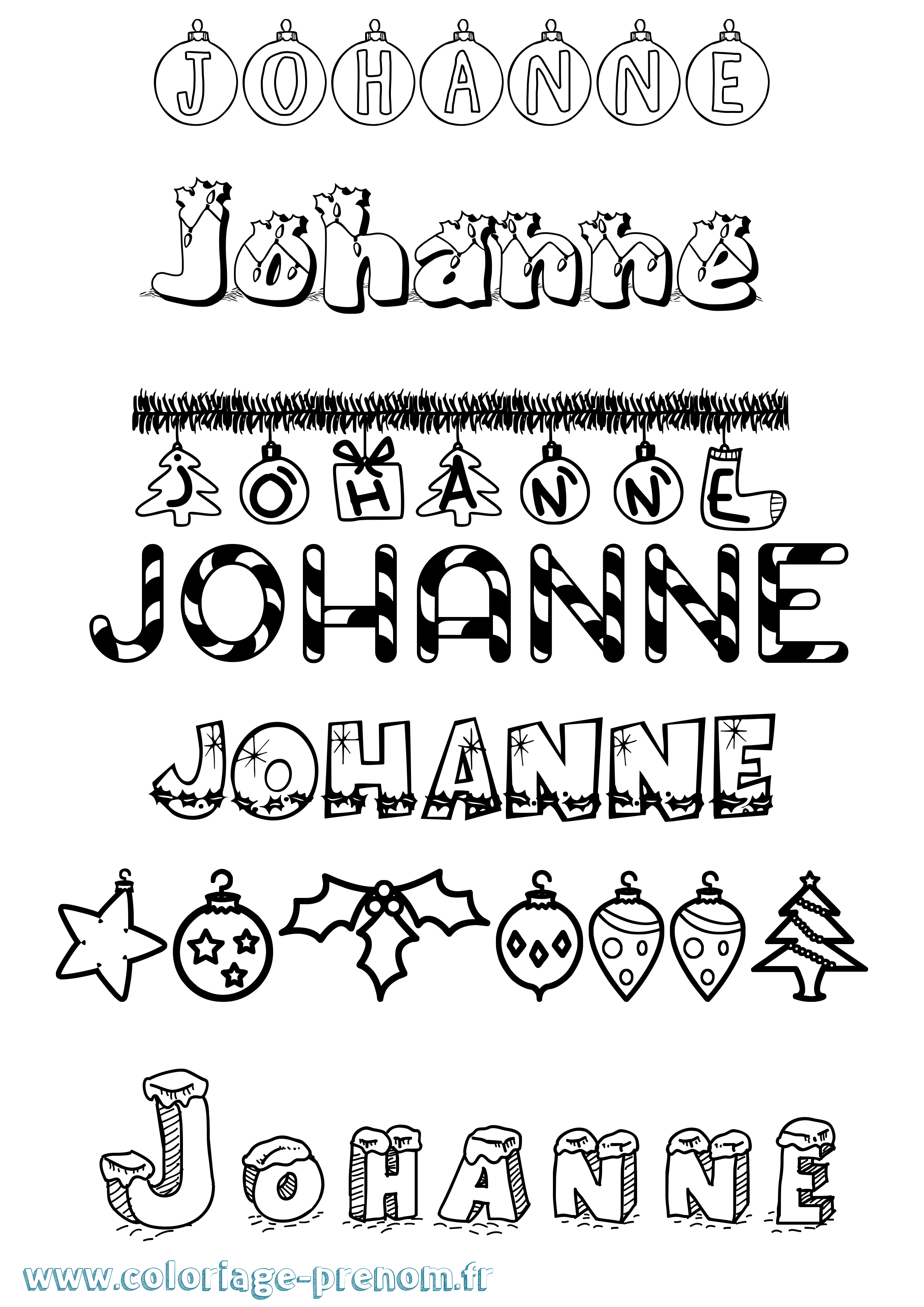Coloriage prénom Johanne Noël