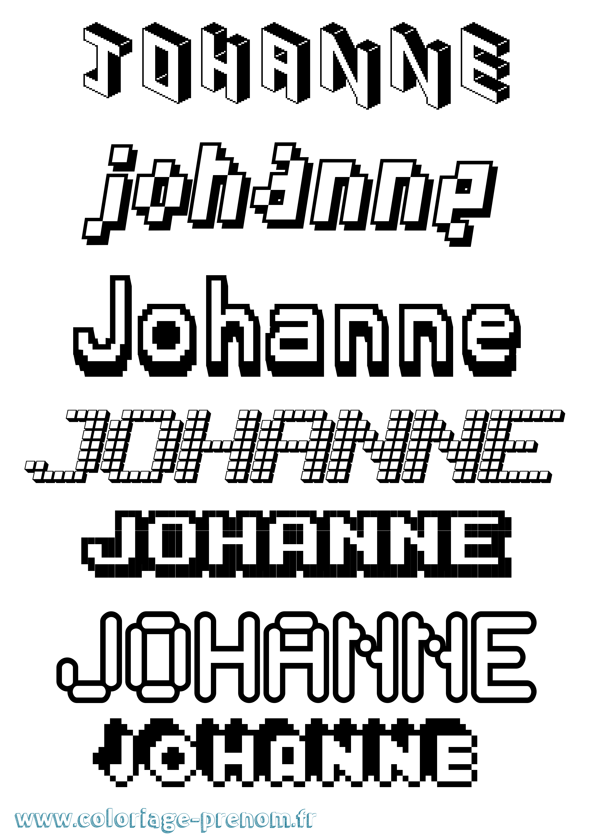 Coloriage prénom Johanne Pixel