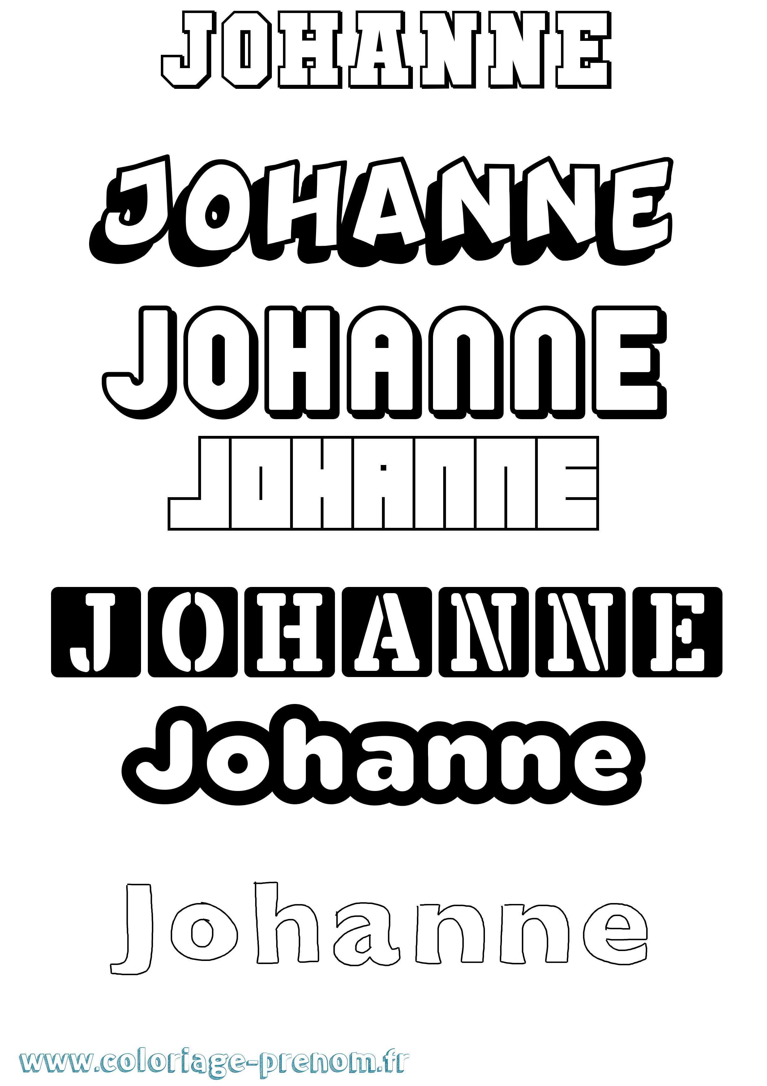 Coloriage prénom Johanne Simple