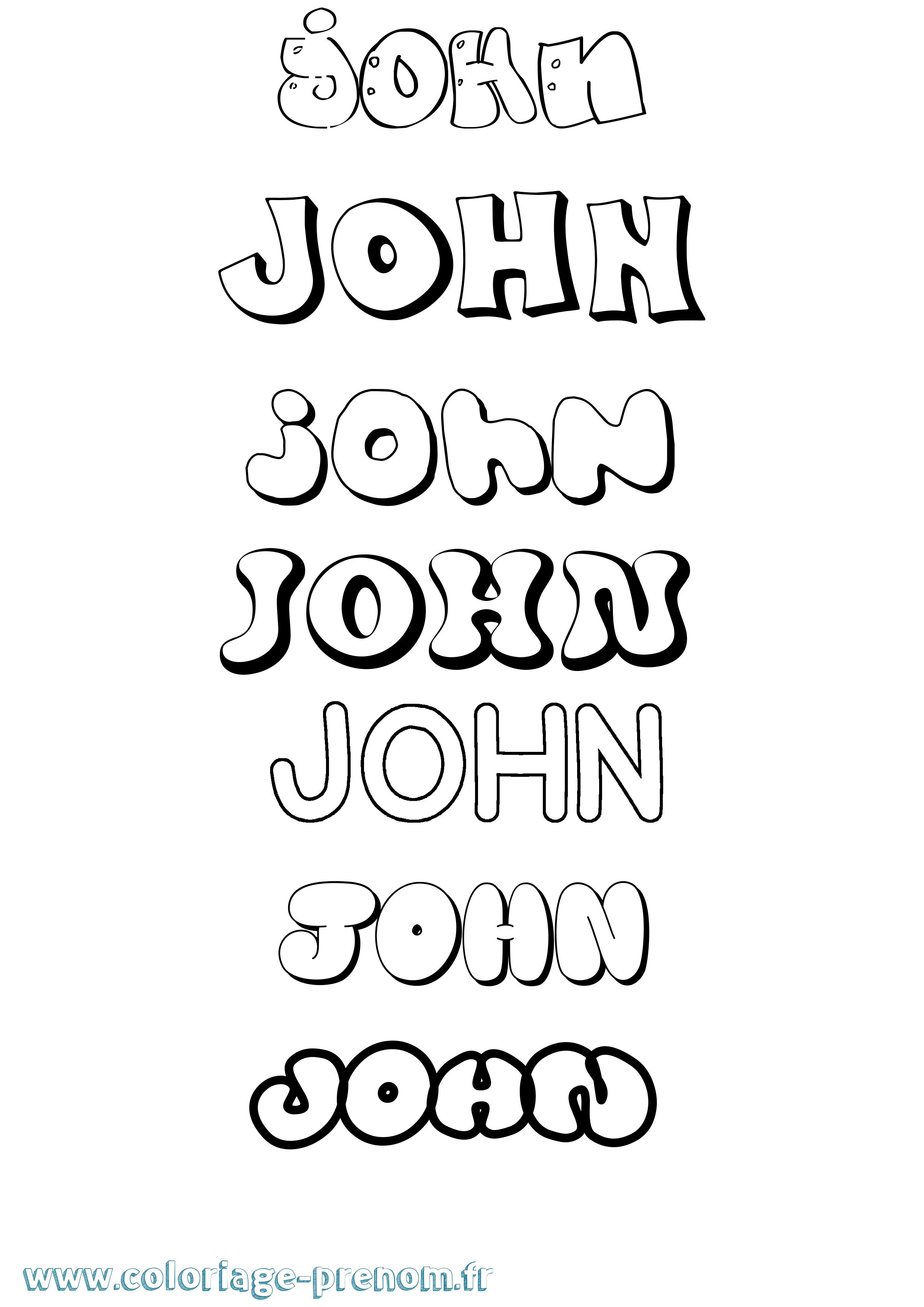 Coloriage prénom John Bubble