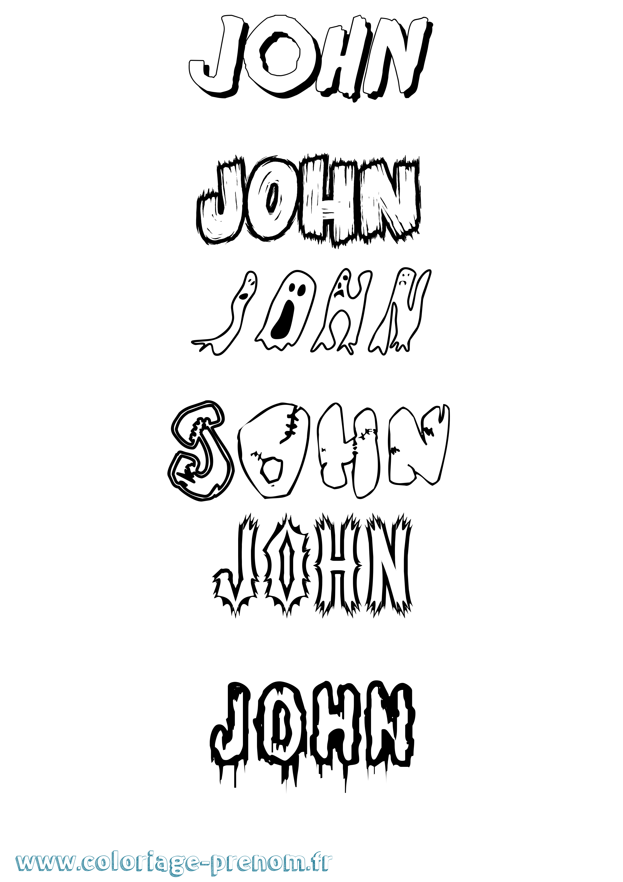 Coloriage prénom John Frisson