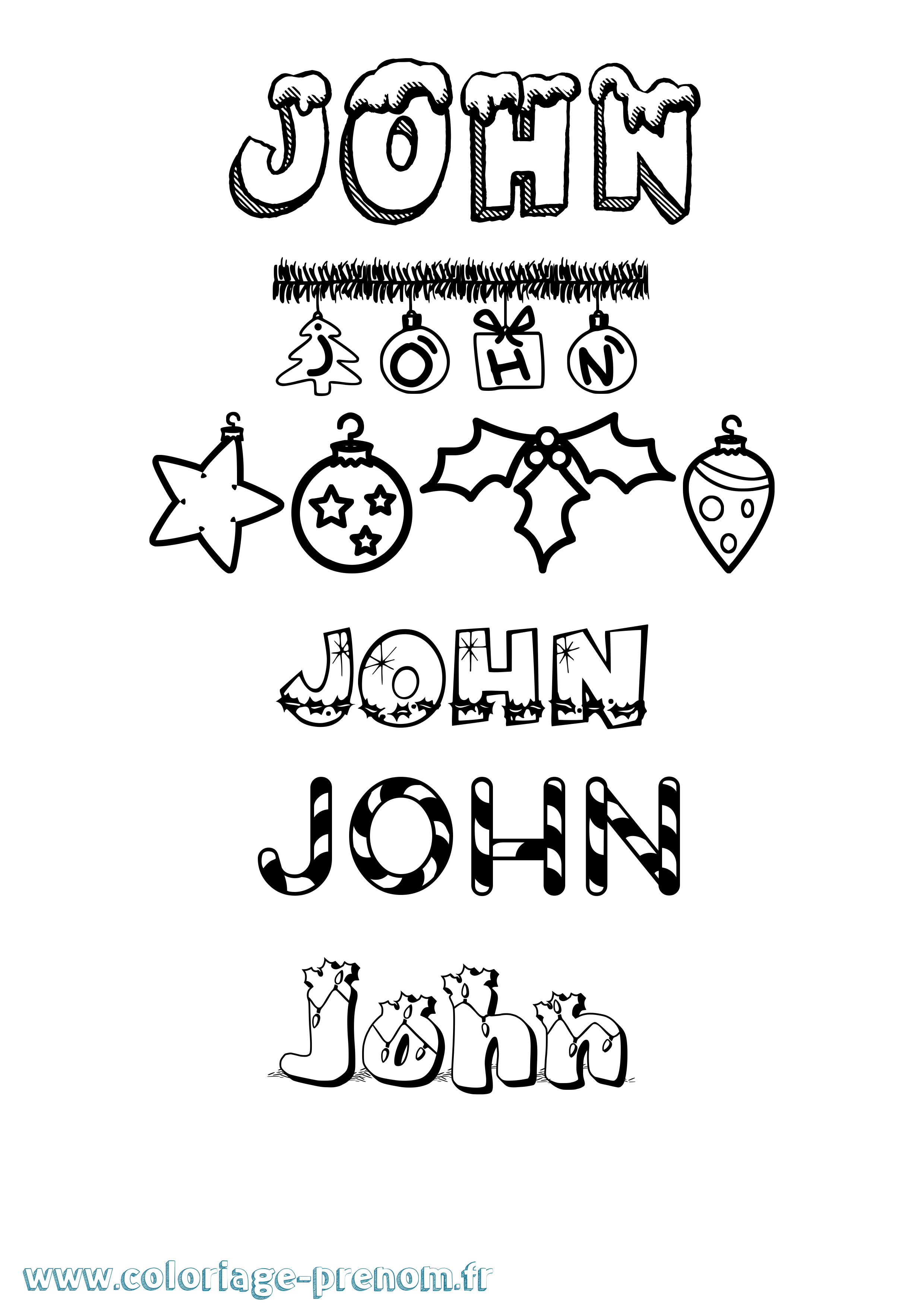 Coloriage prénom John Noël