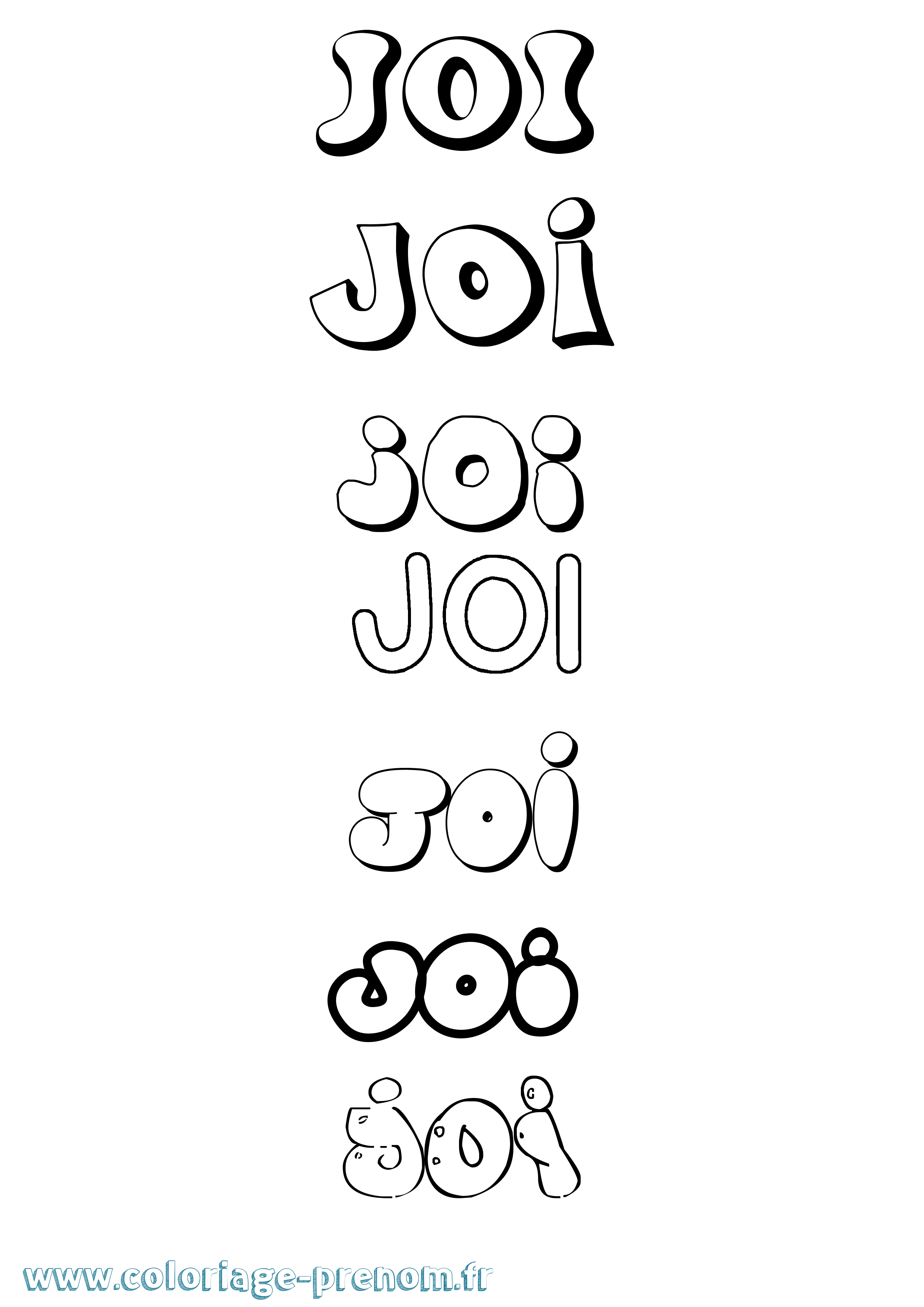 Coloriage prénom Joi Bubble
