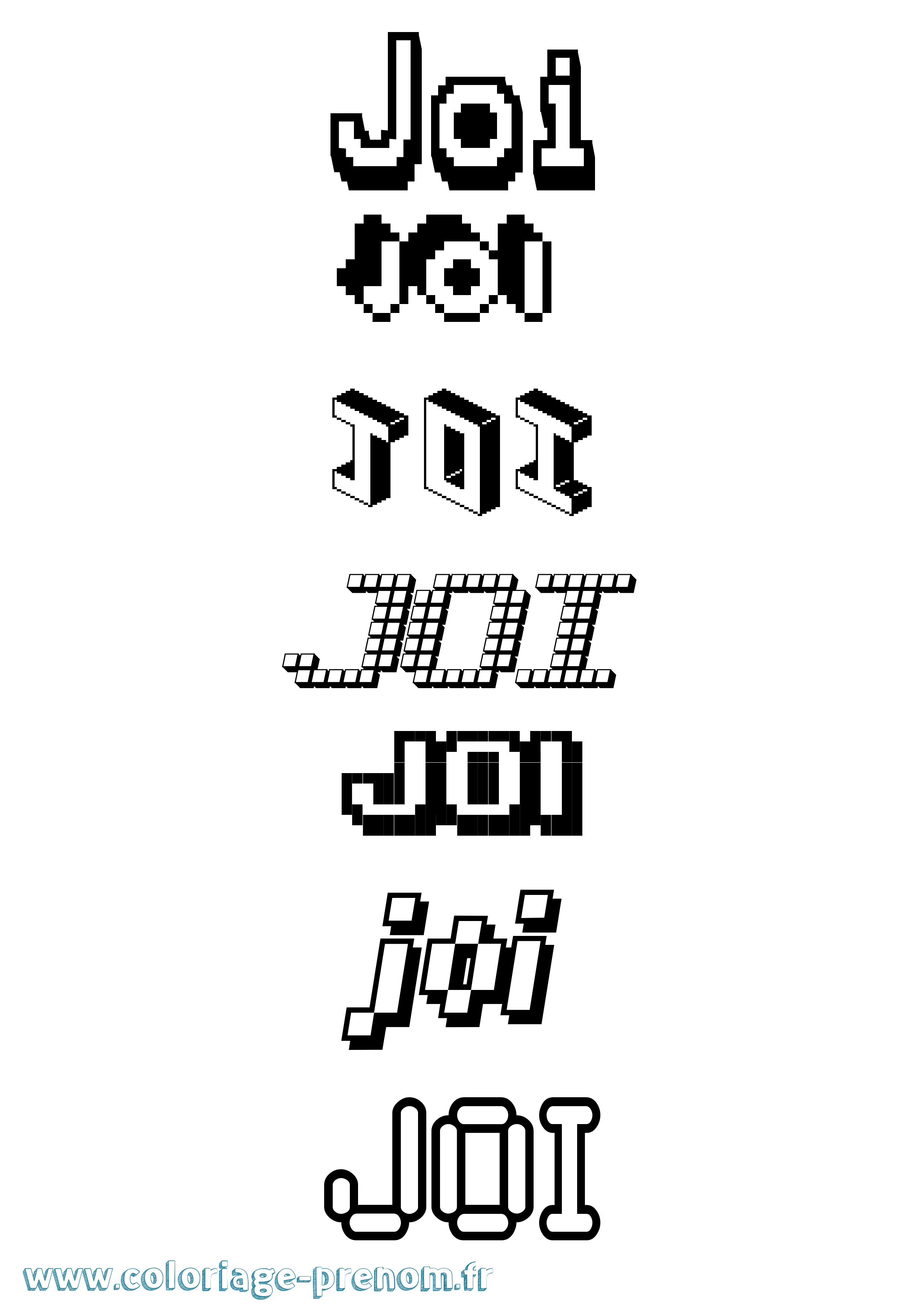 Coloriage prénom Joi Pixel