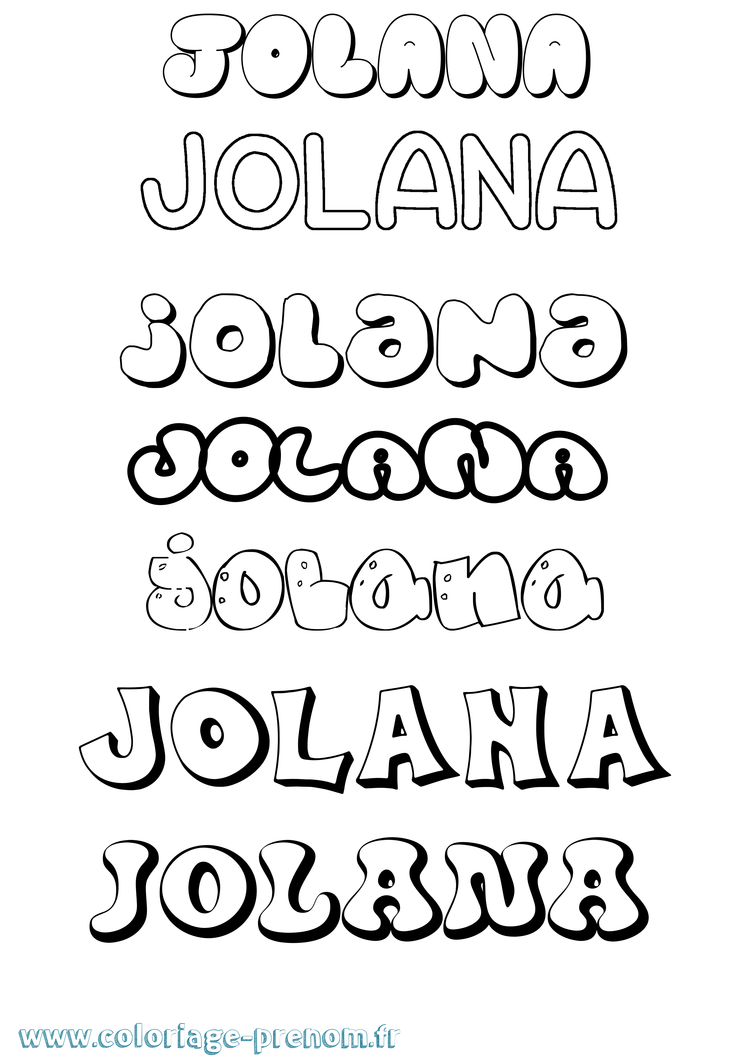 Coloriage prénom Jolana Bubble