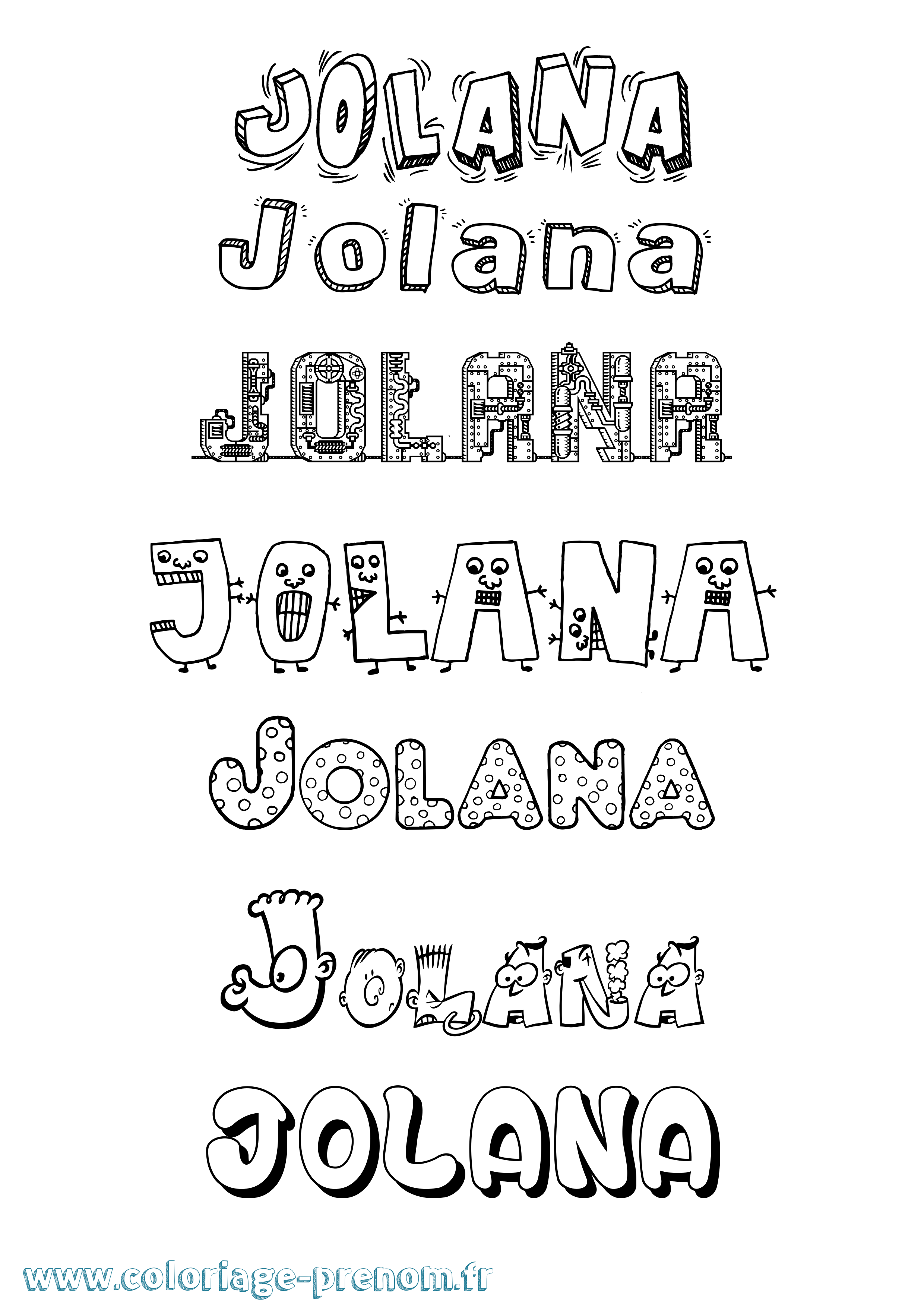 Coloriage prénom Jolana Fun