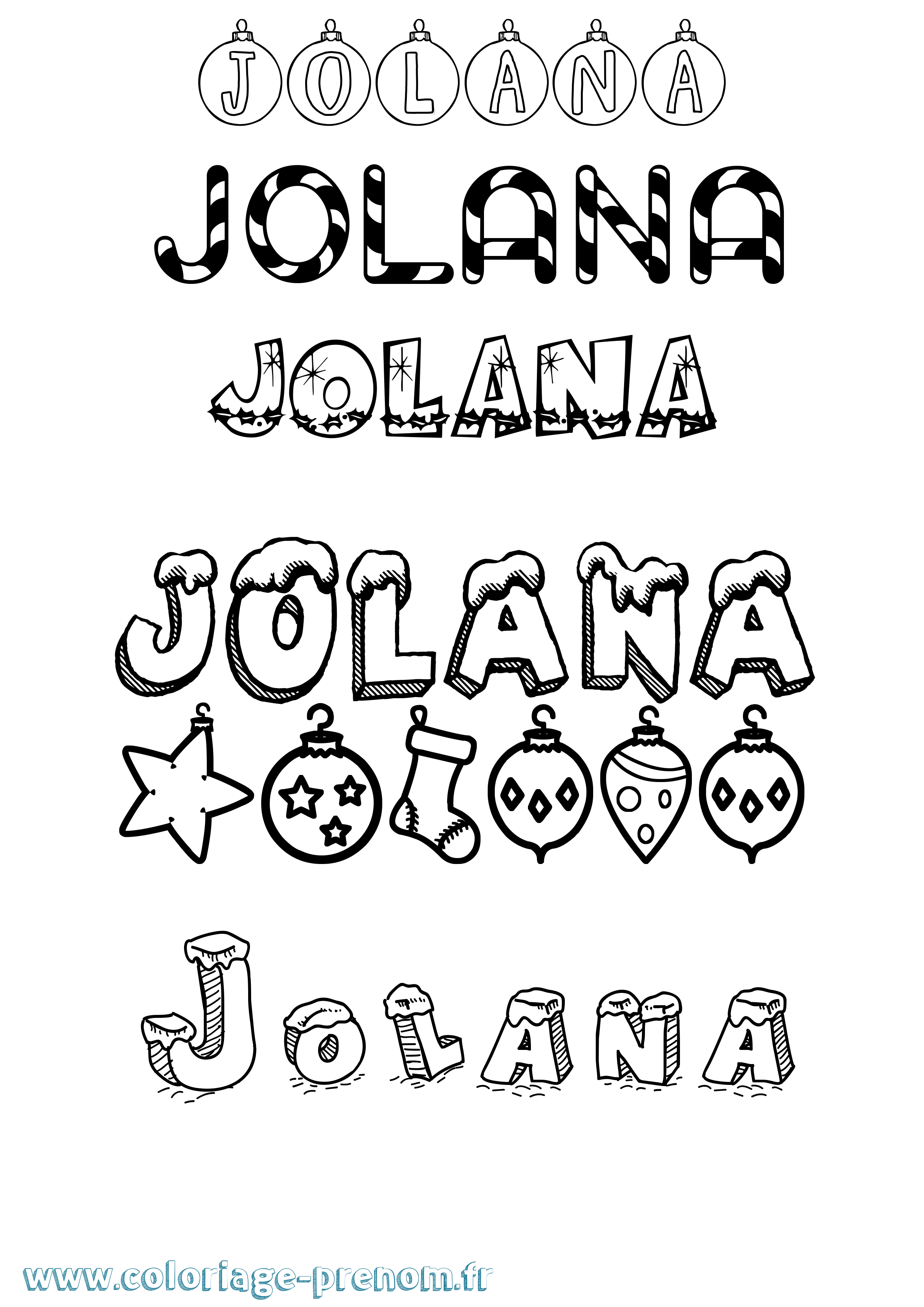 Coloriage prénom Jolana Noël