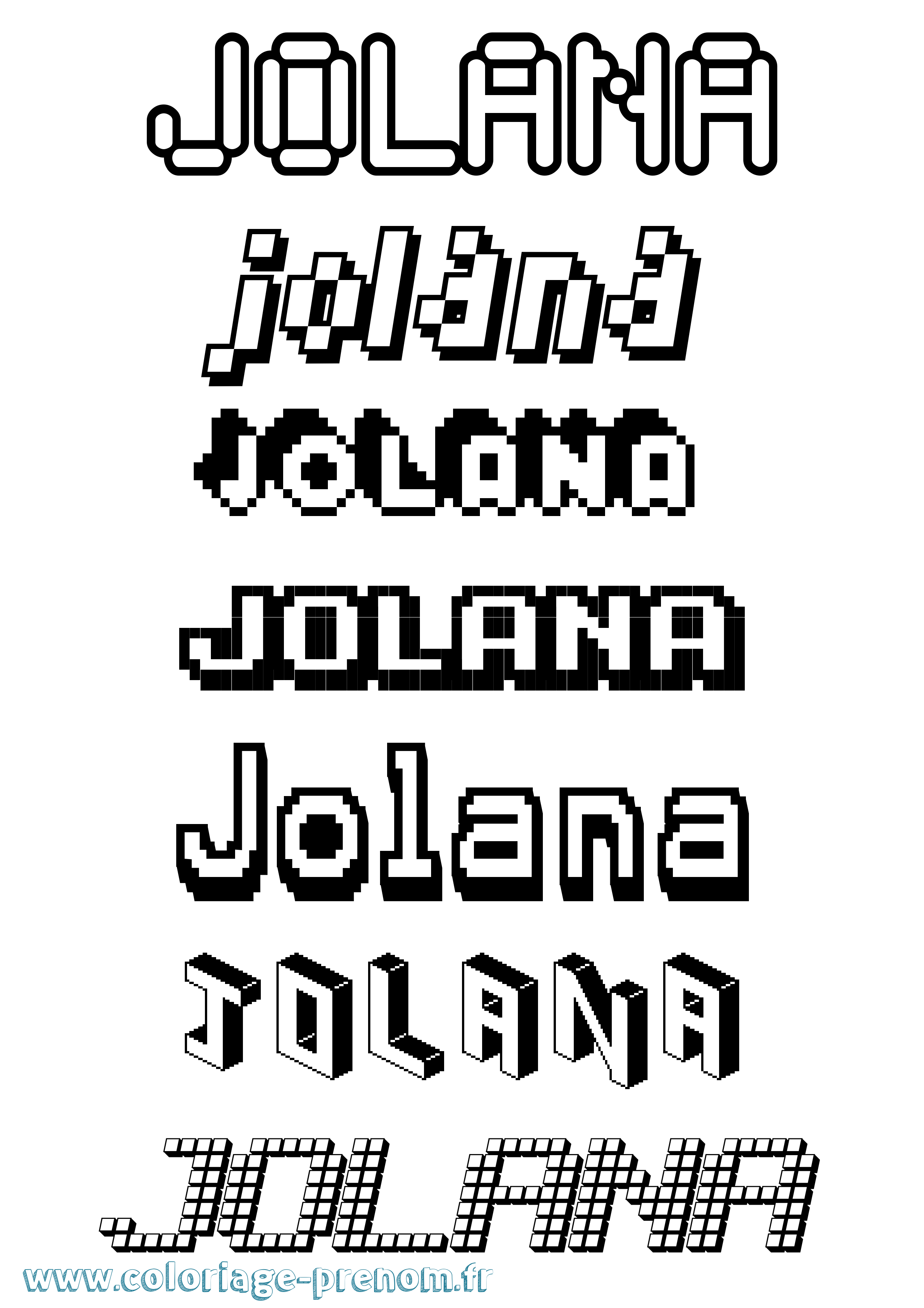 Coloriage prénom Jolana Pixel