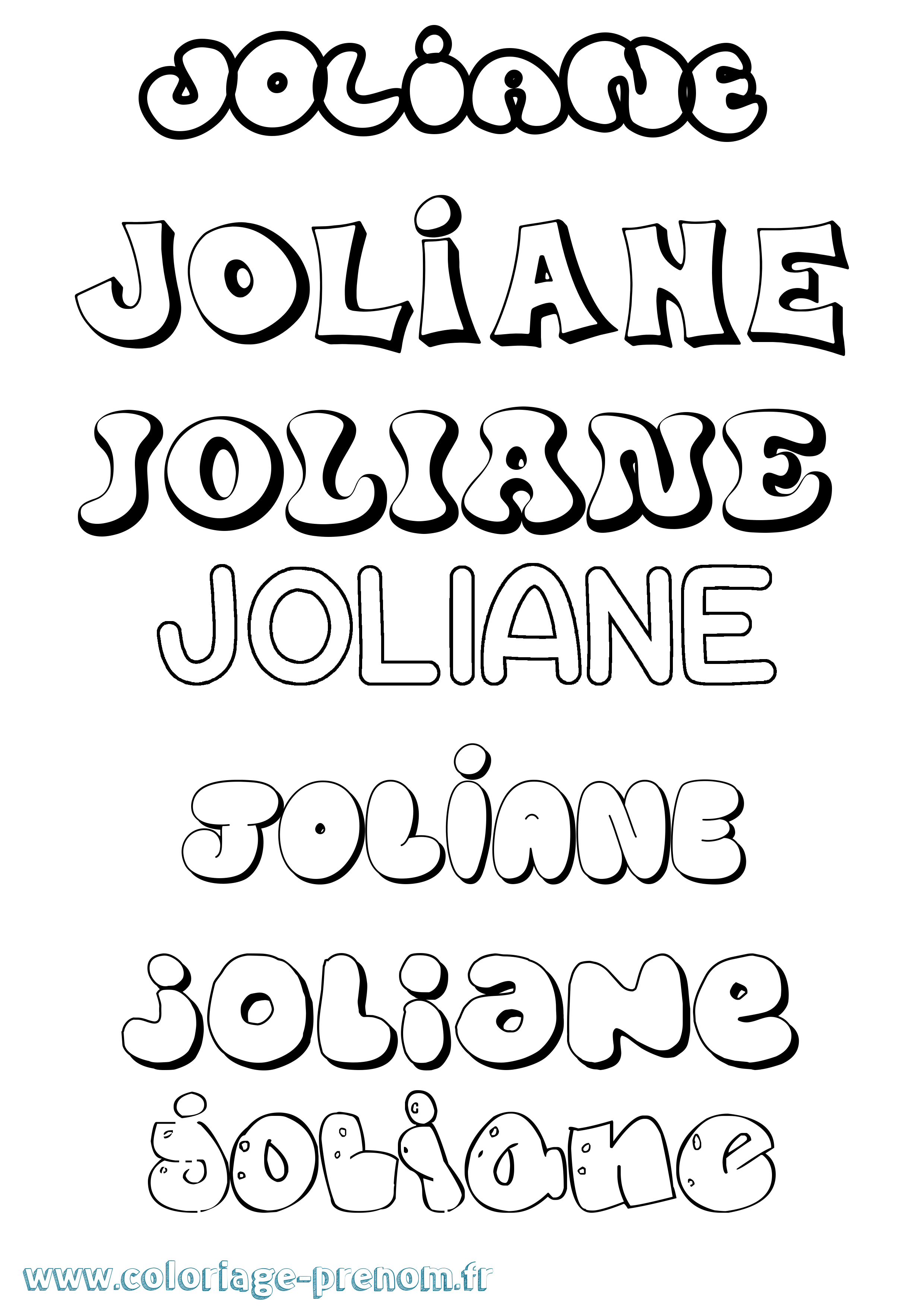 Coloriage prénom Joliane Bubble