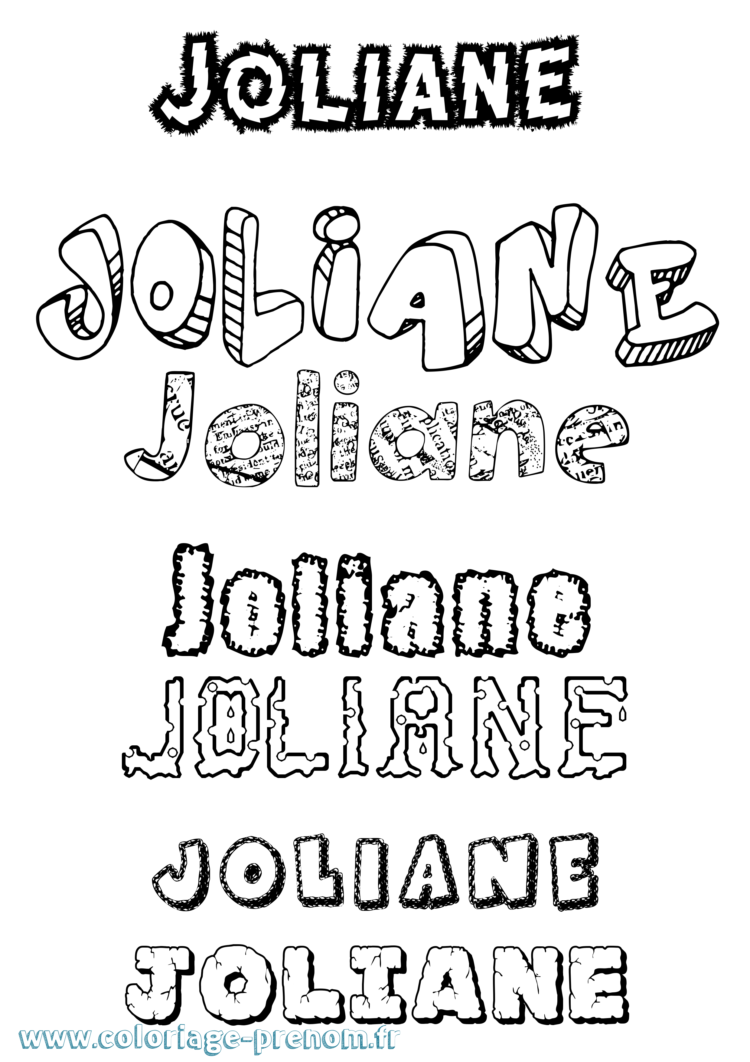 Coloriage prénom Joliane Destructuré