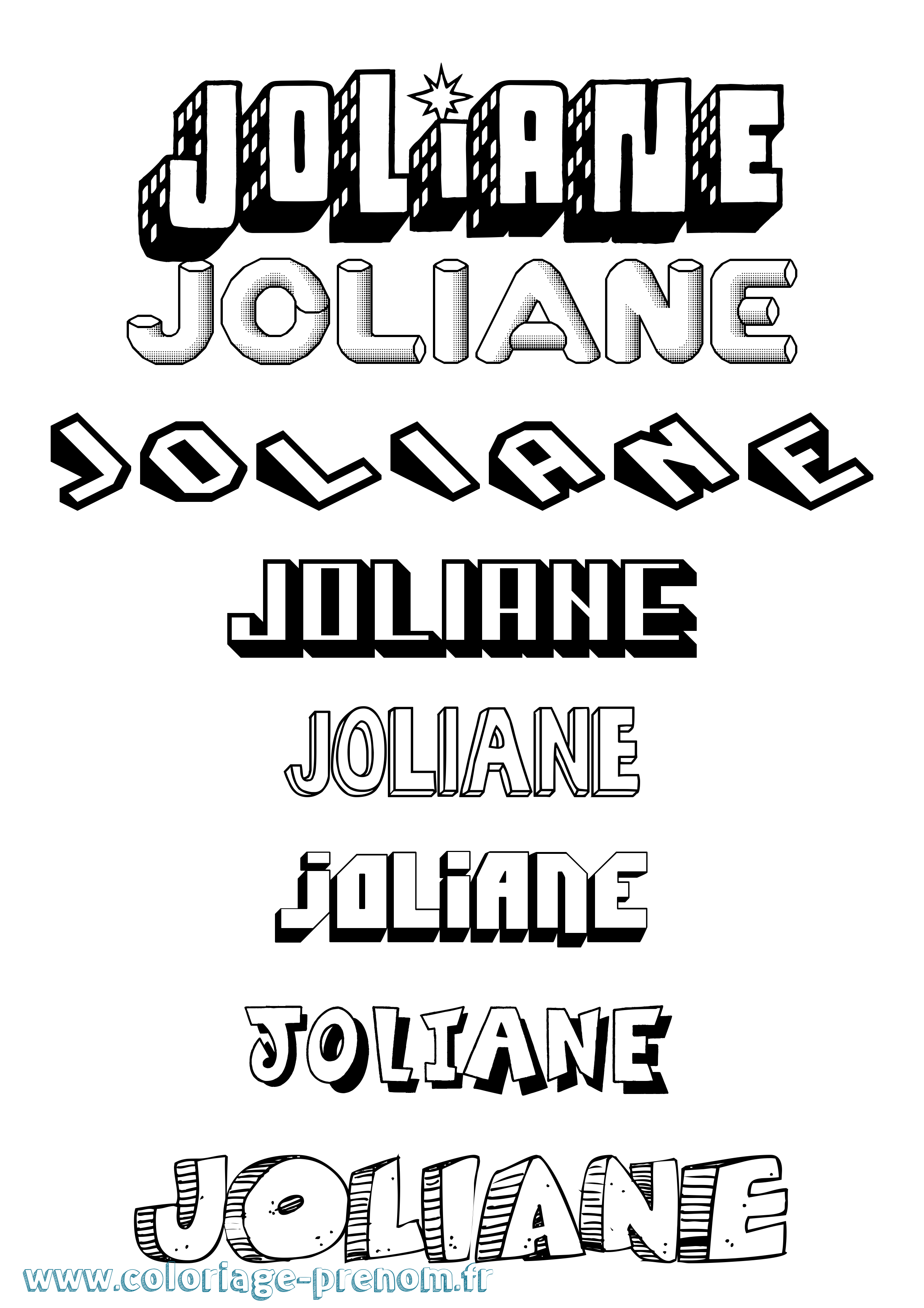 Coloriage prénom Joliane Effet 3D