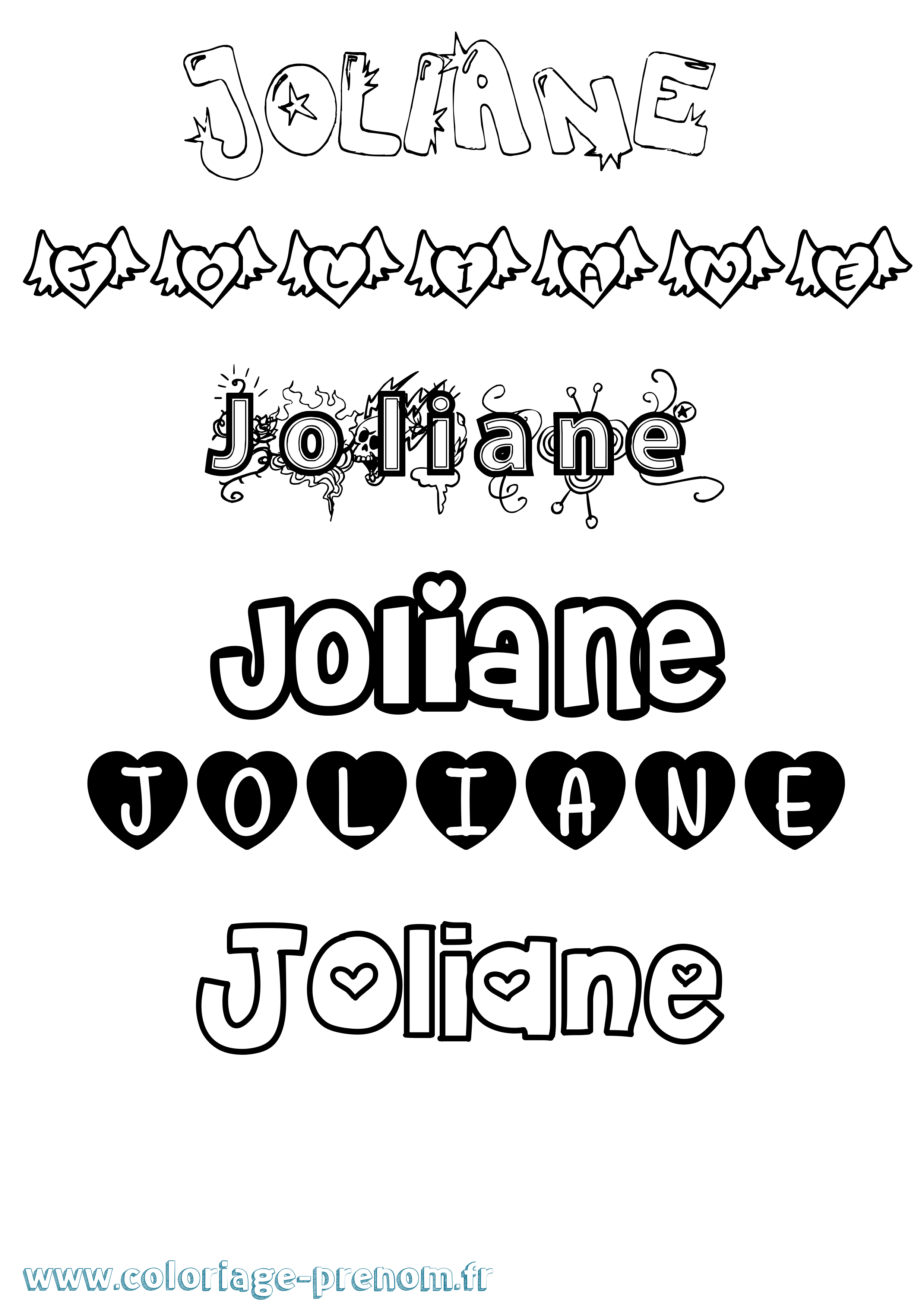 Coloriage prénom Joliane Girly