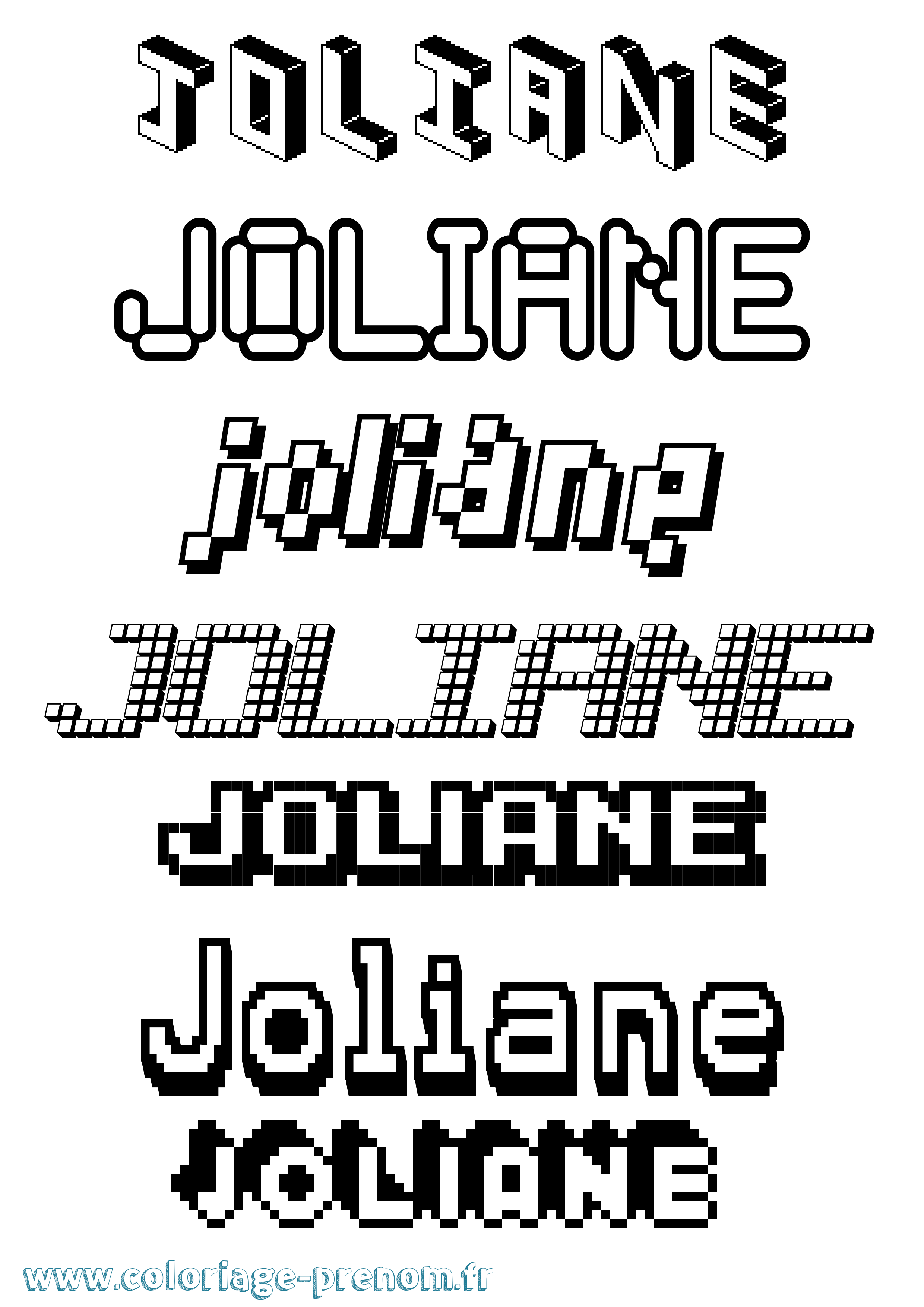 Coloriage prénom Joliane Pixel