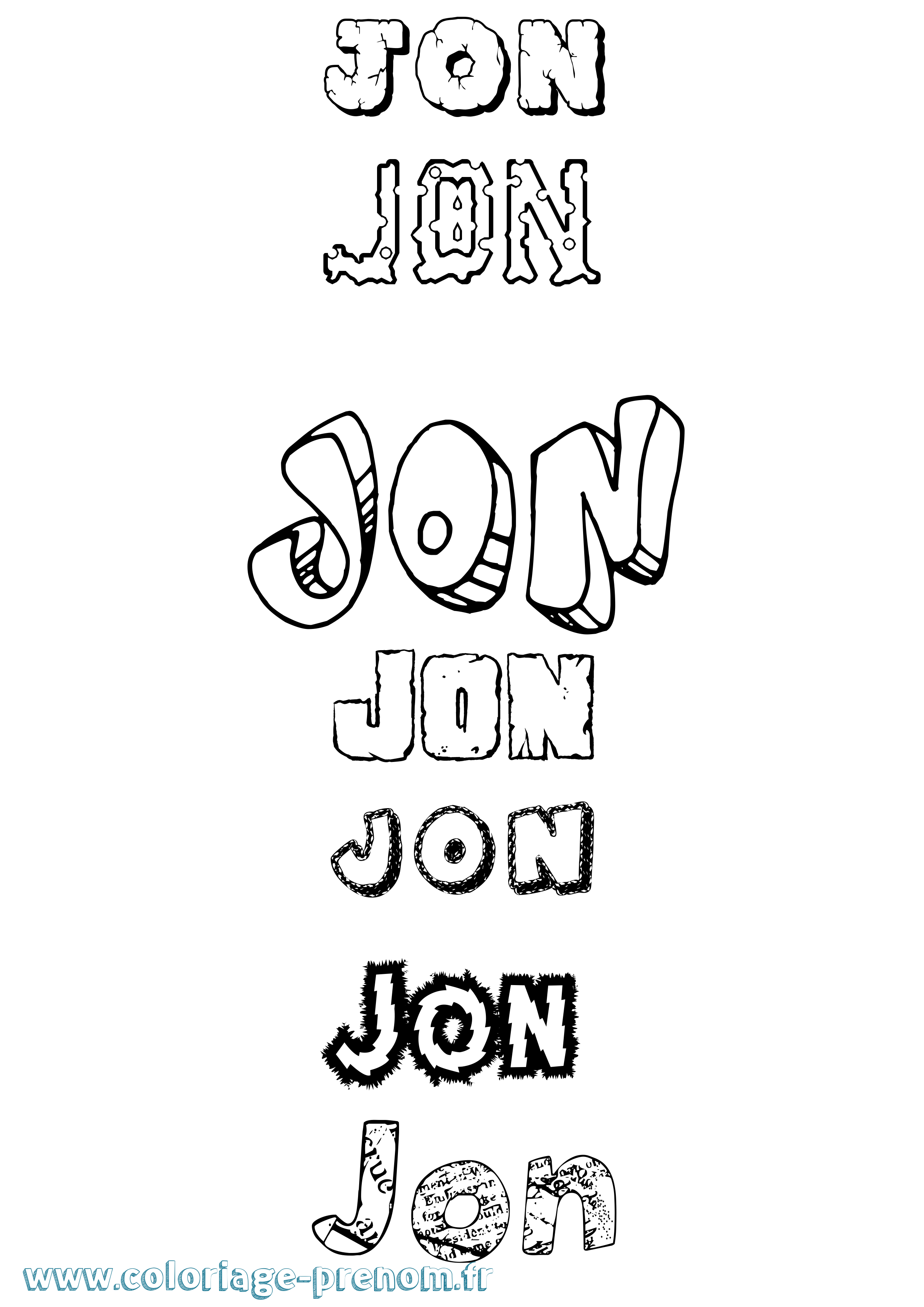Coloriage prénom Jón Destructuré