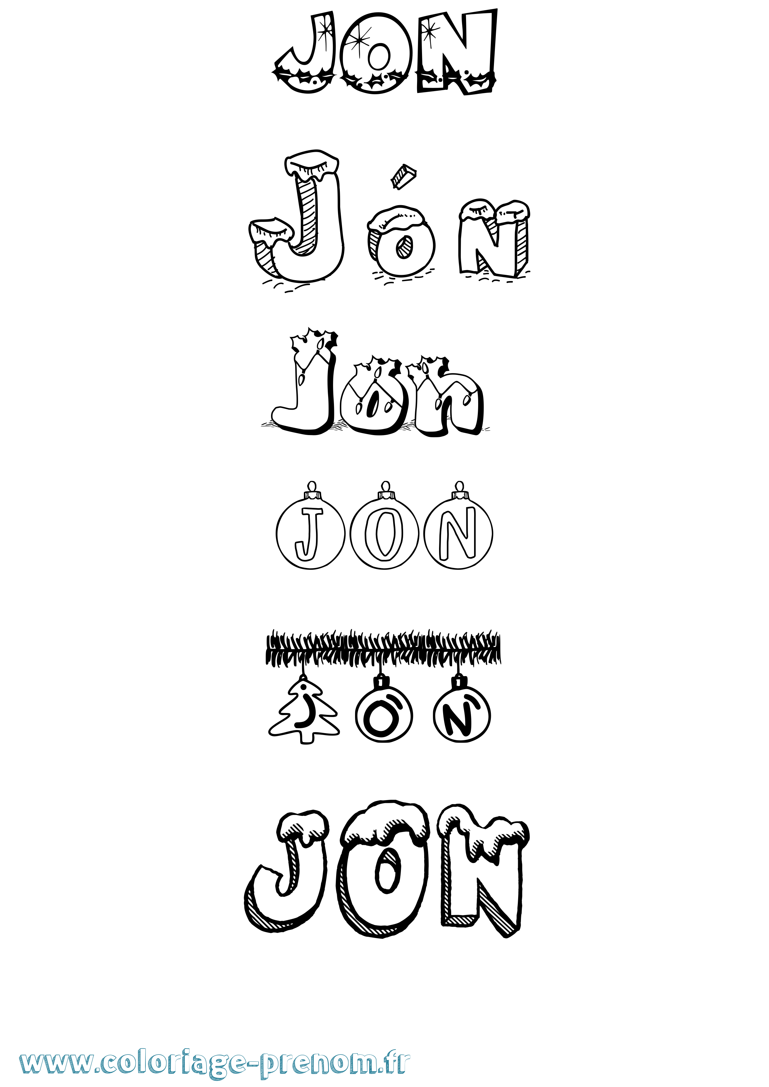 Coloriage prénom Jón Noël