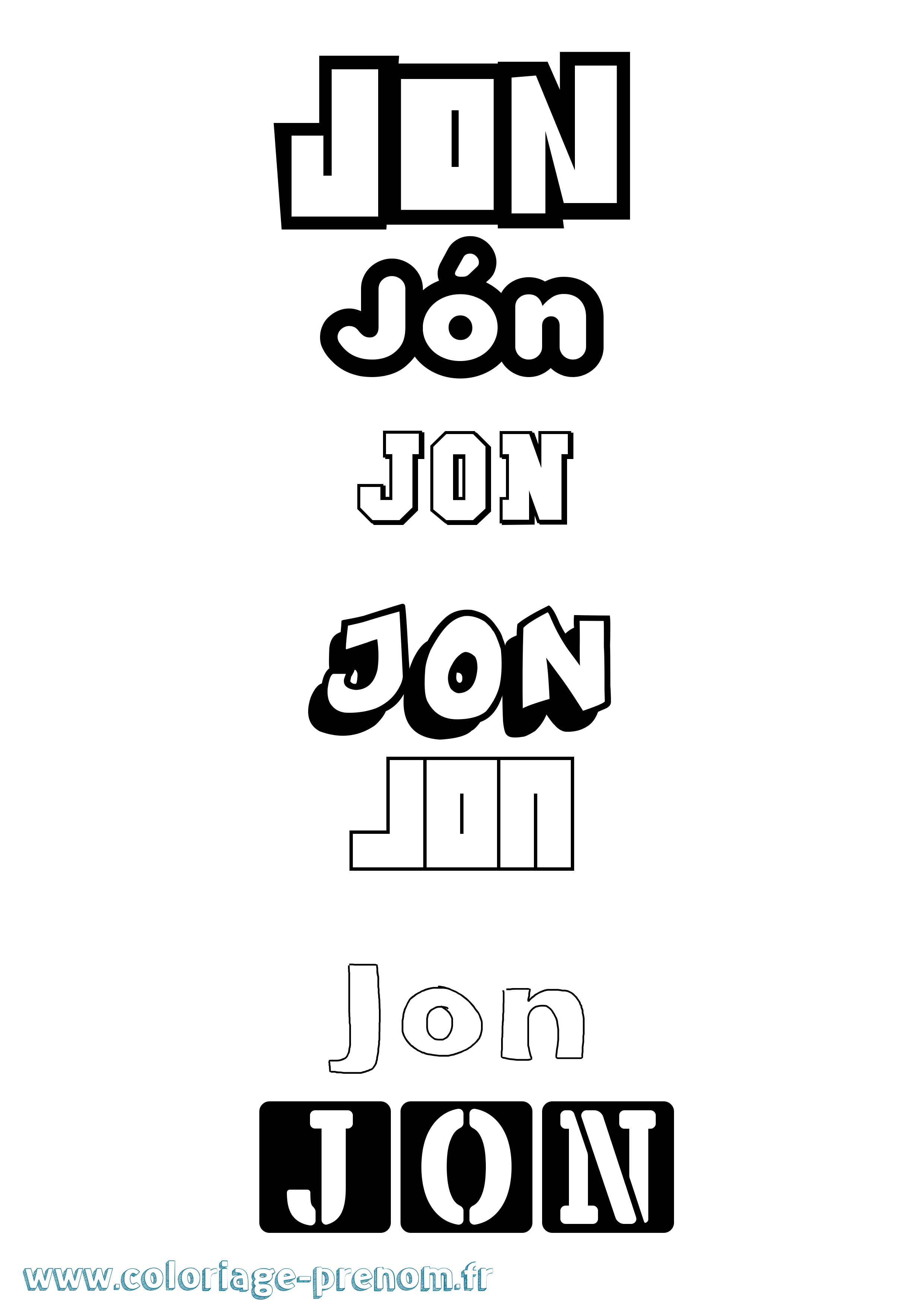 Coloriage prénom Jón Simple