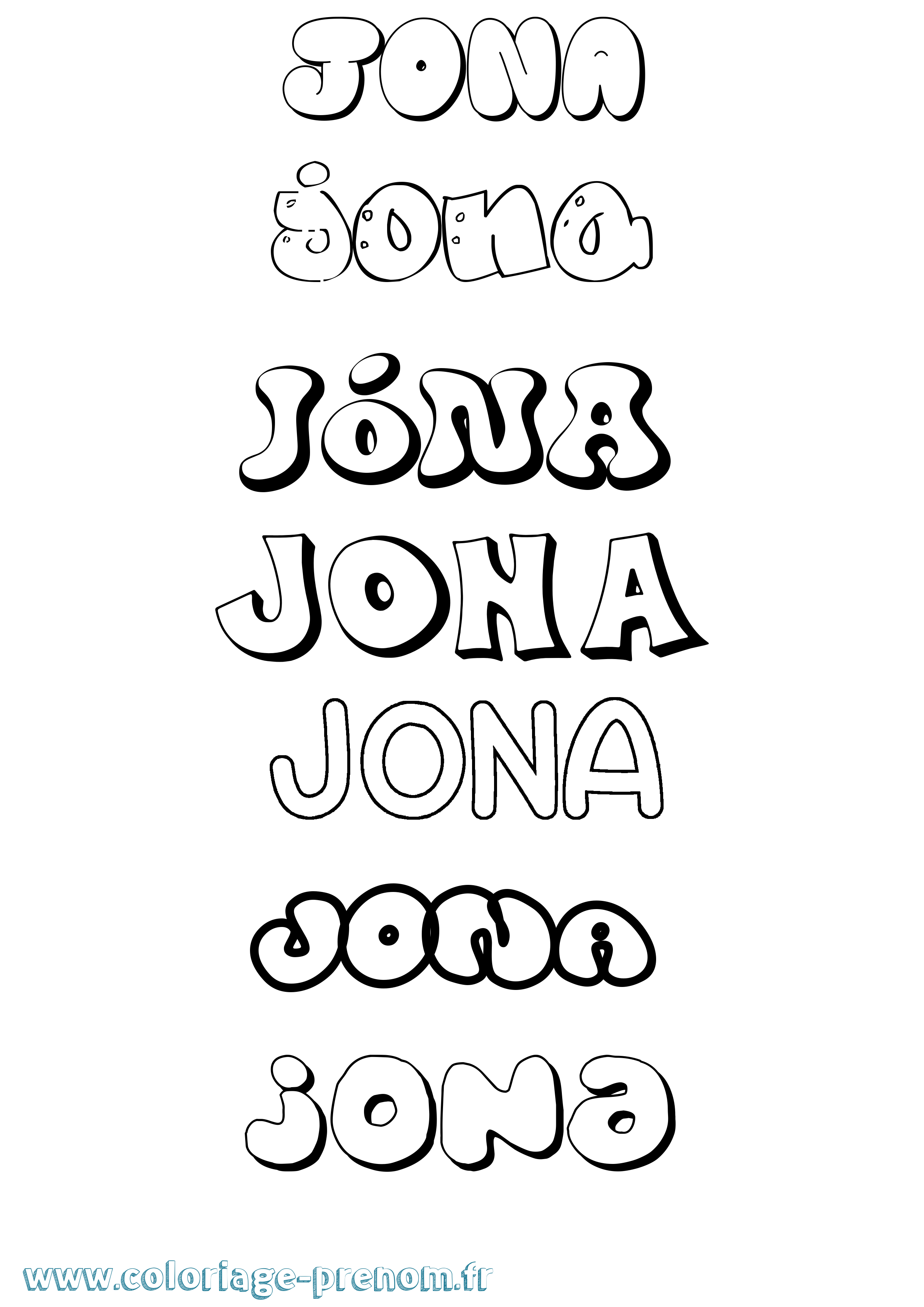 Coloriage prénom Jóna Bubble