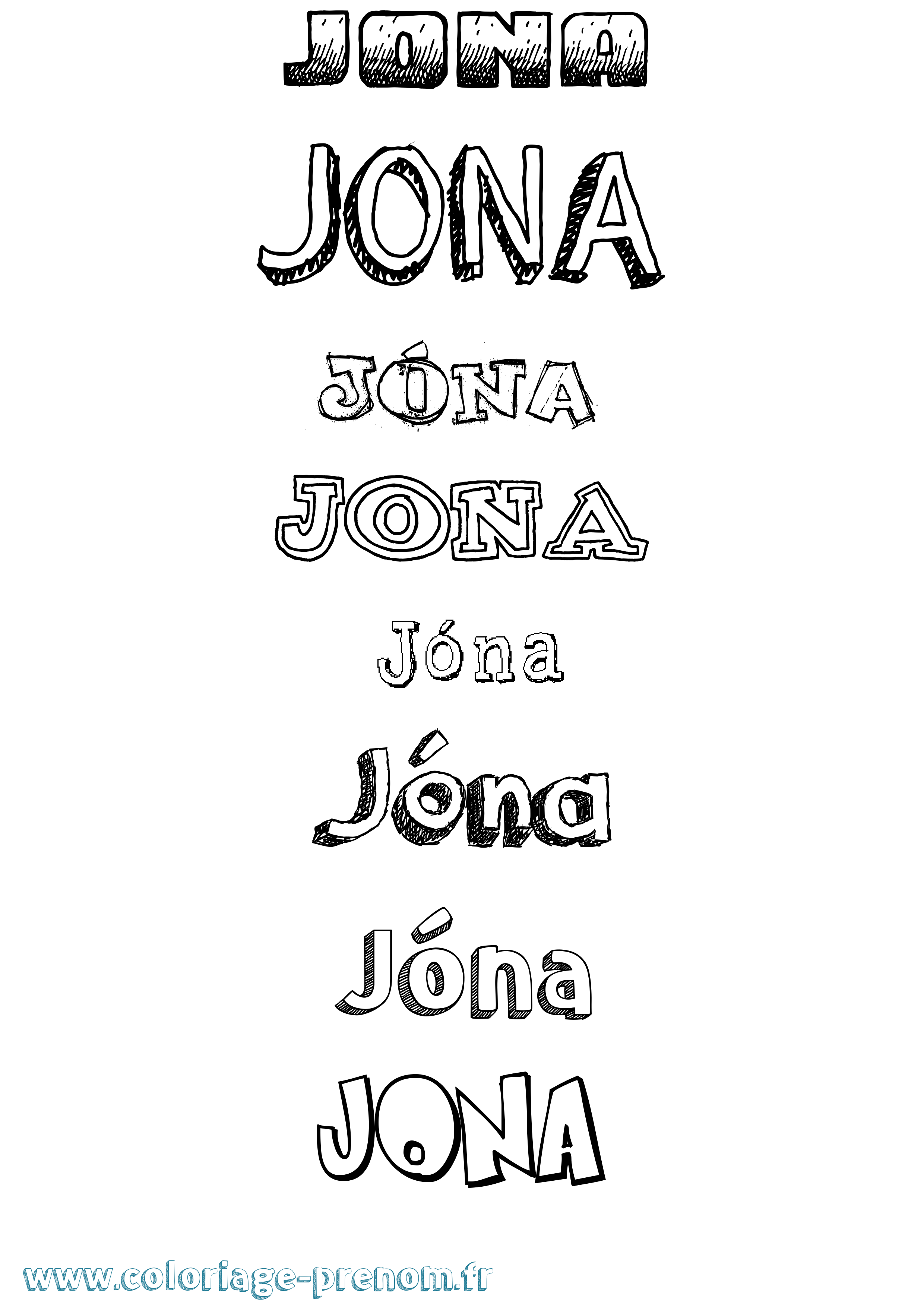Coloriage prénom Jóna Dessiné