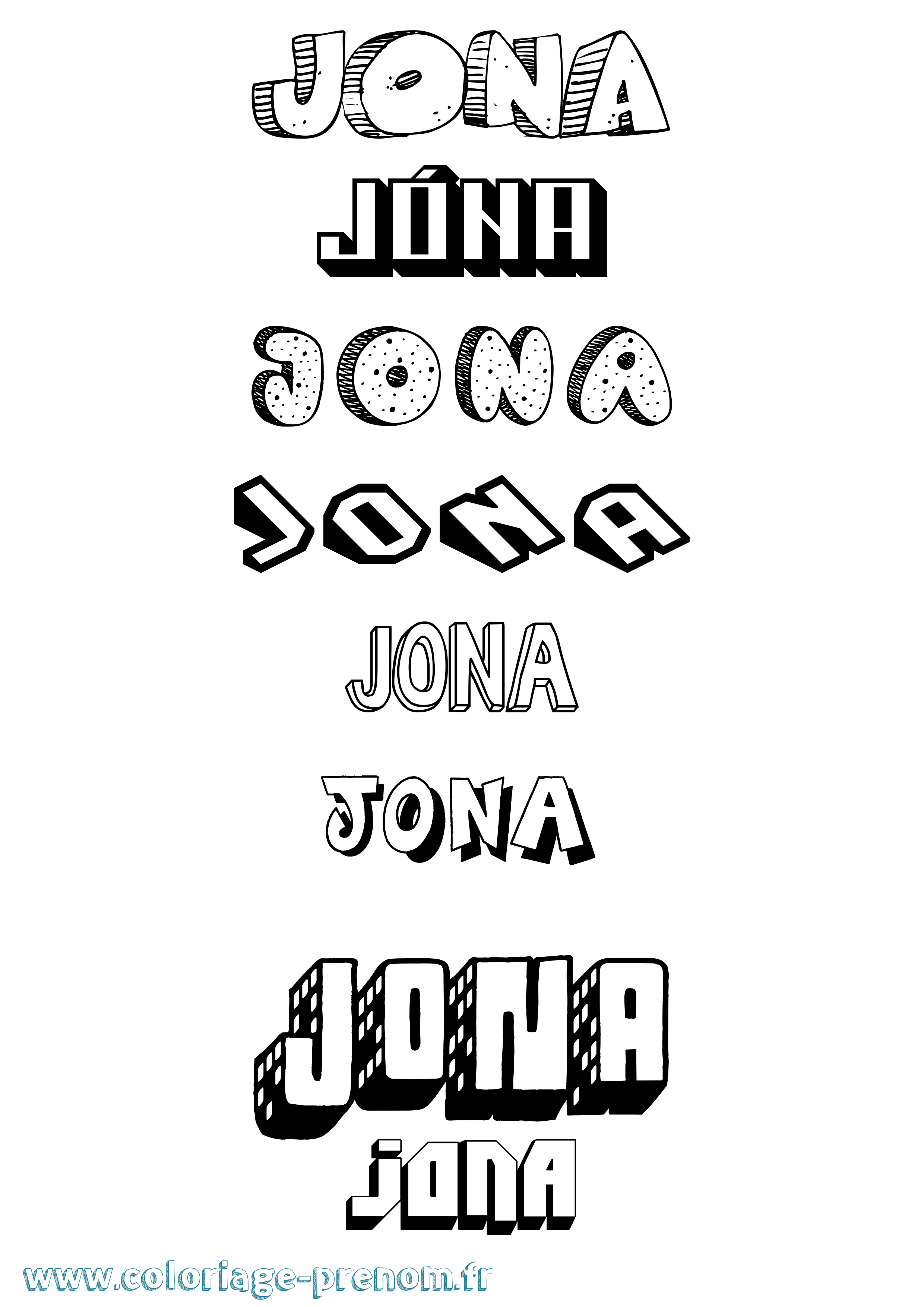Coloriage prénom Jóna Effet 3D