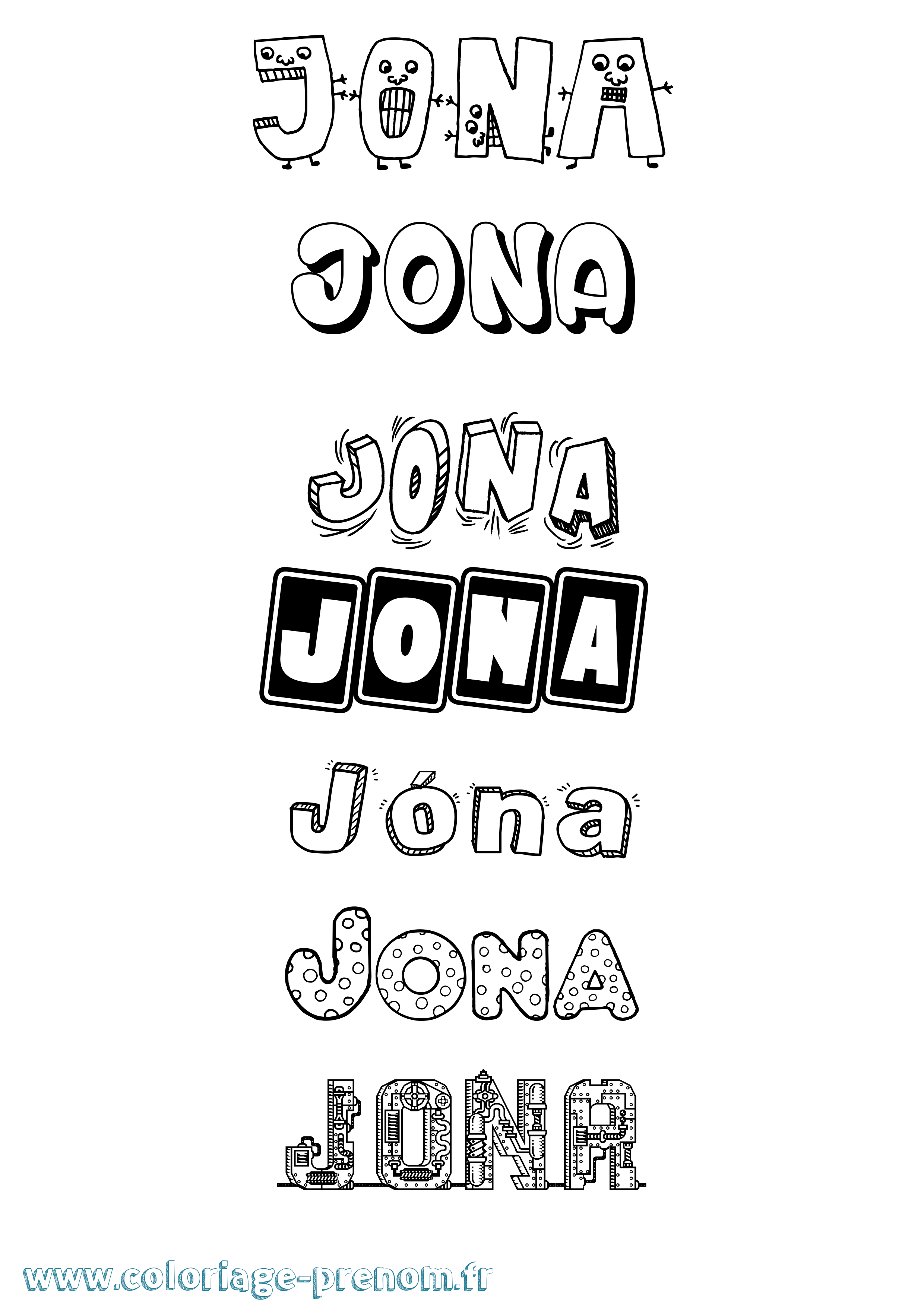 Coloriage prénom Jóna Fun