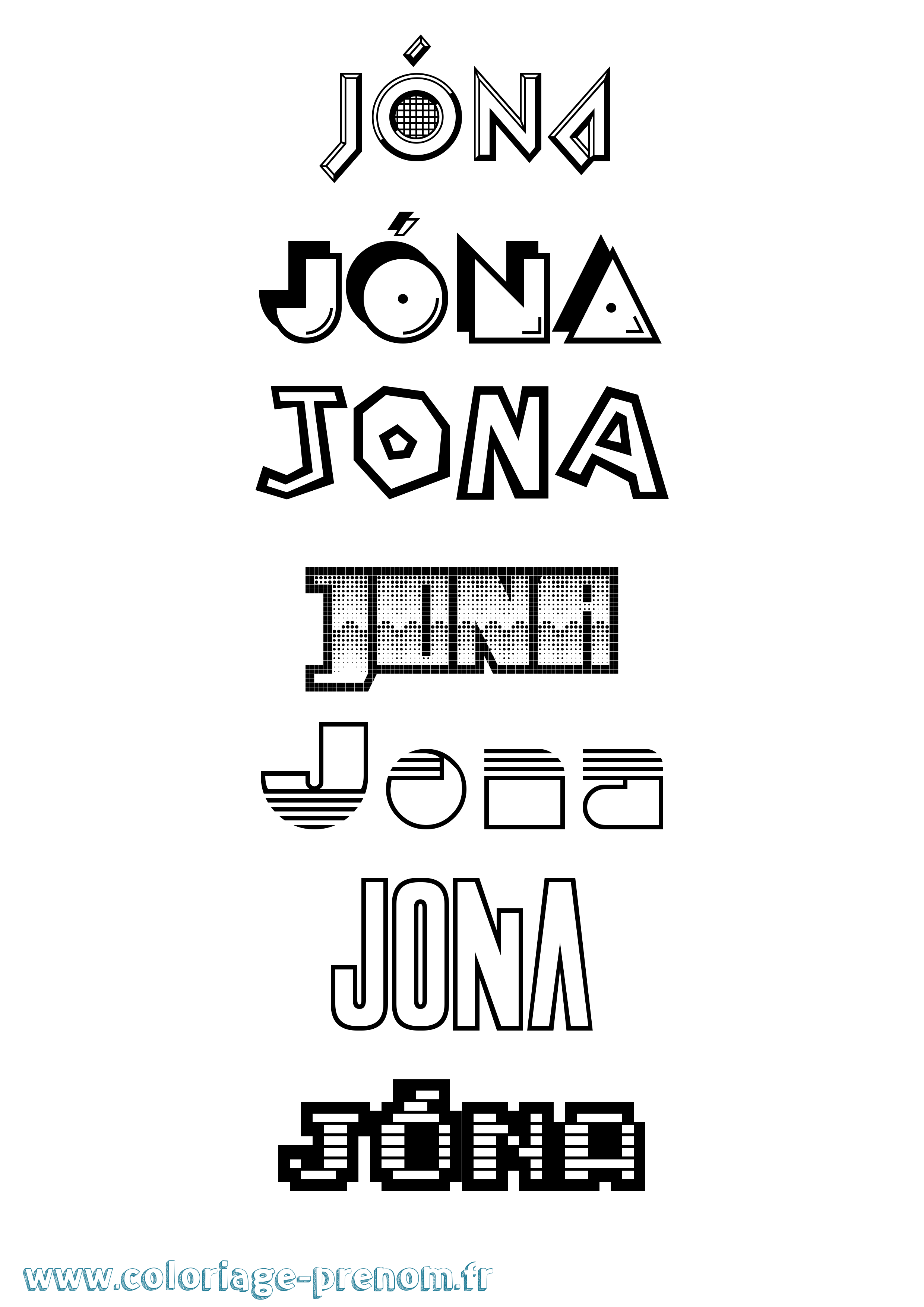 Coloriage Jóna Jeux Vidéos Coloriage prénom Jóna Jeux Vidéos