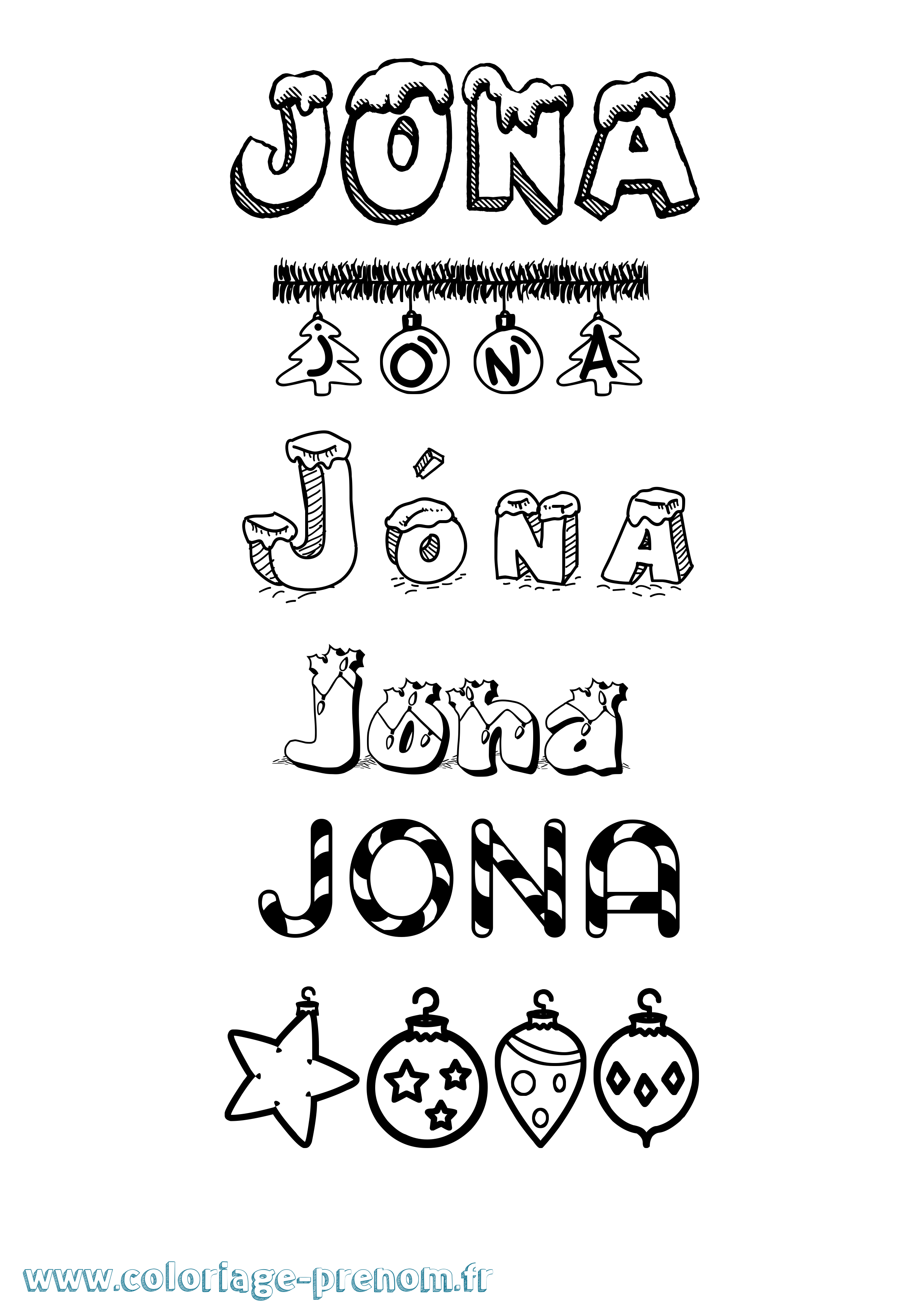 Coloriage prénom Jóna Noël