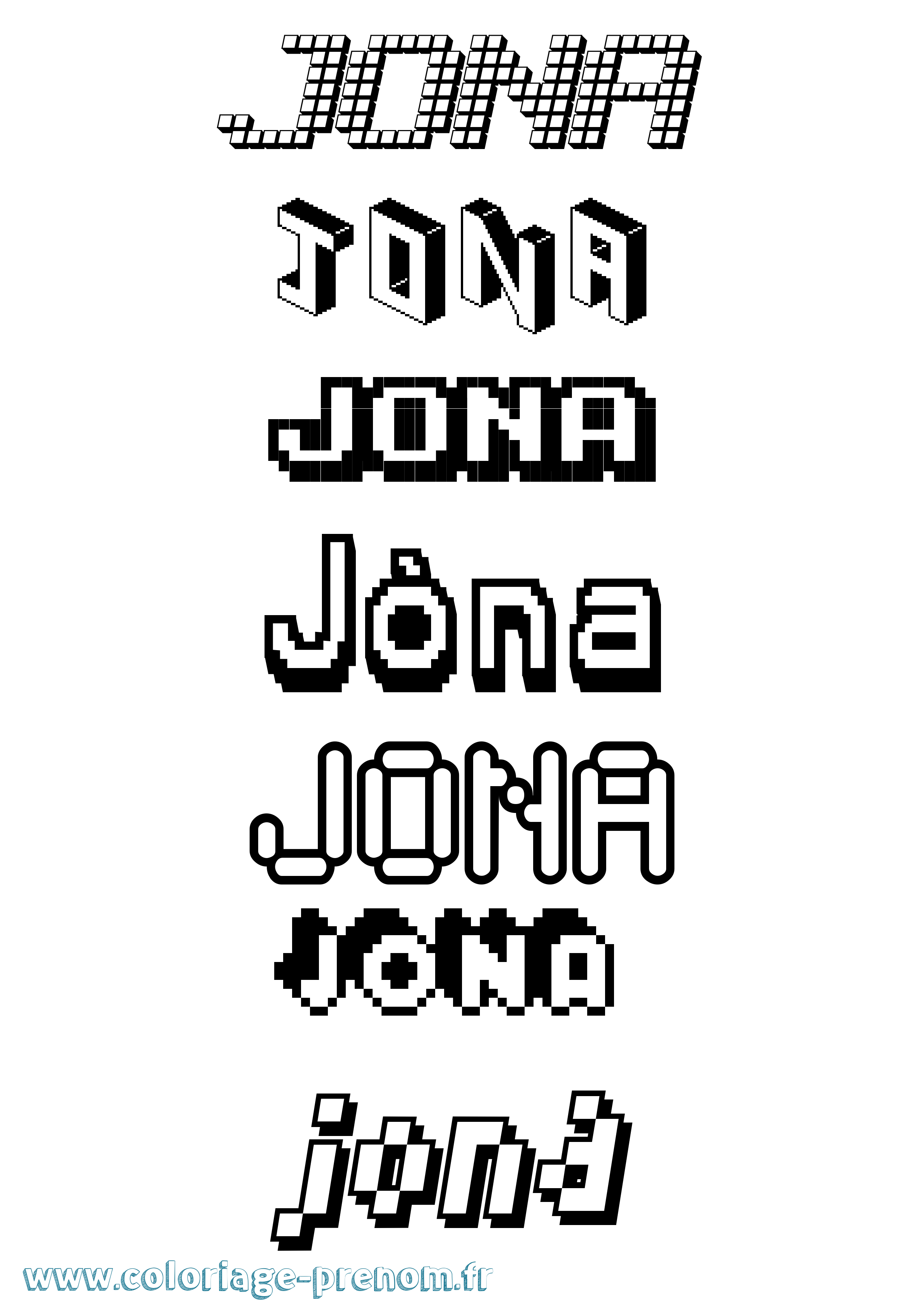 Coloriage prénom Jóna Pixel