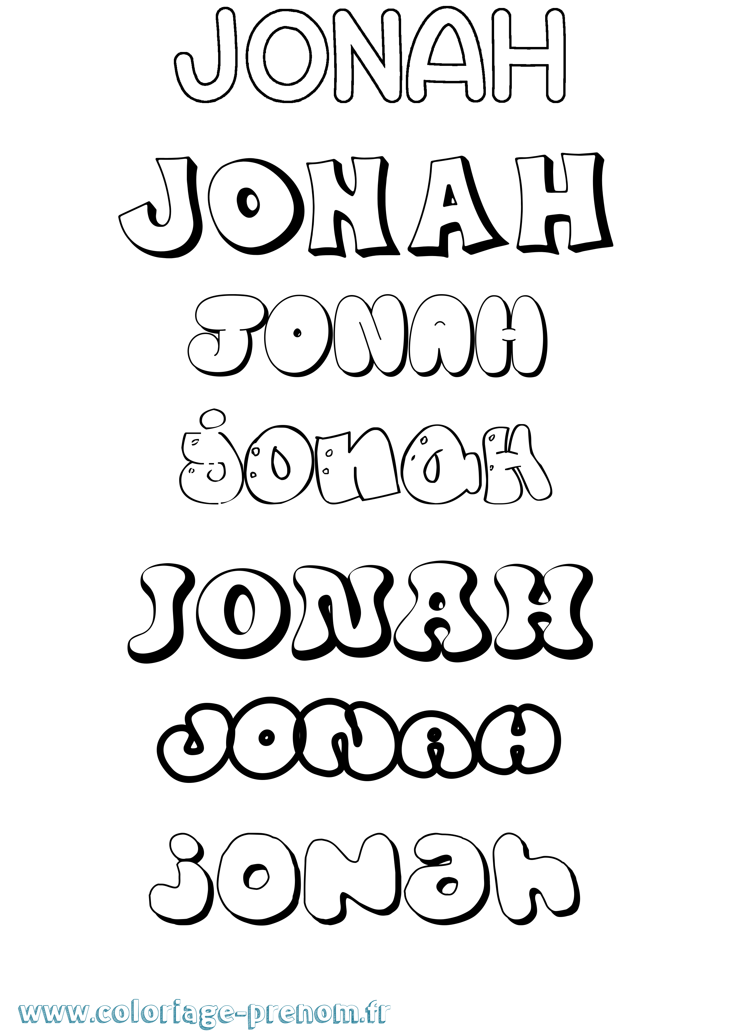 Coloriage prénom Jonah Bubble