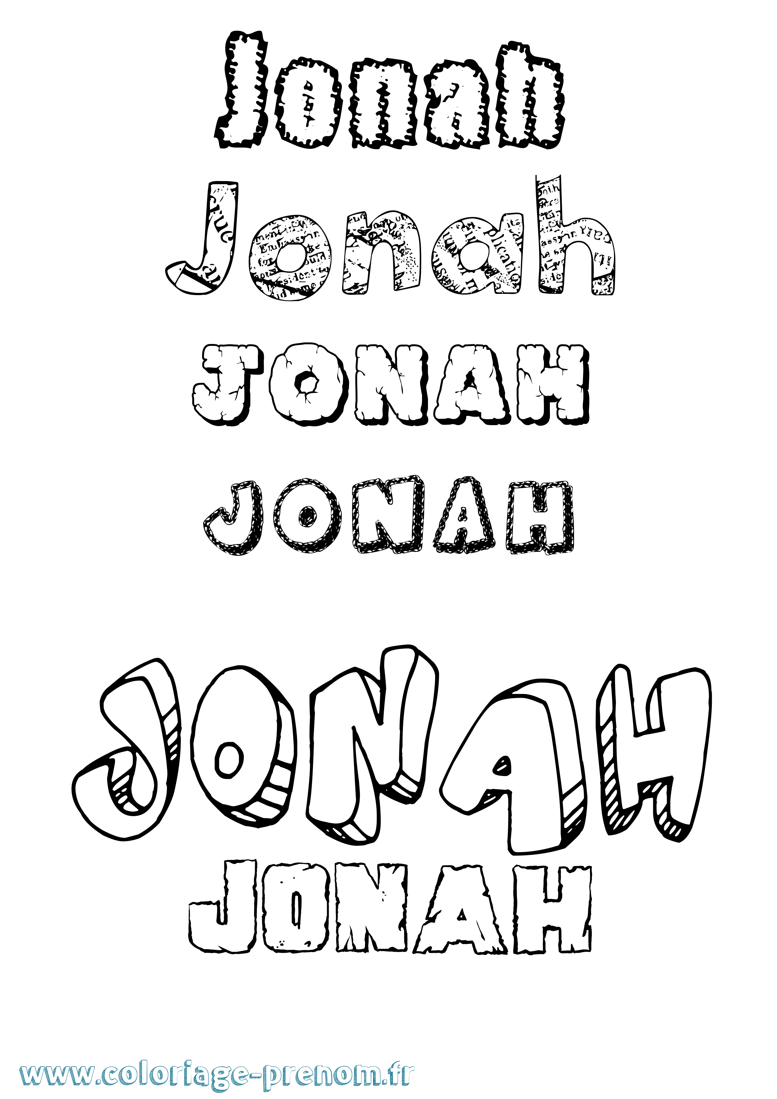 Coloriage prénom Jonah Destructuré