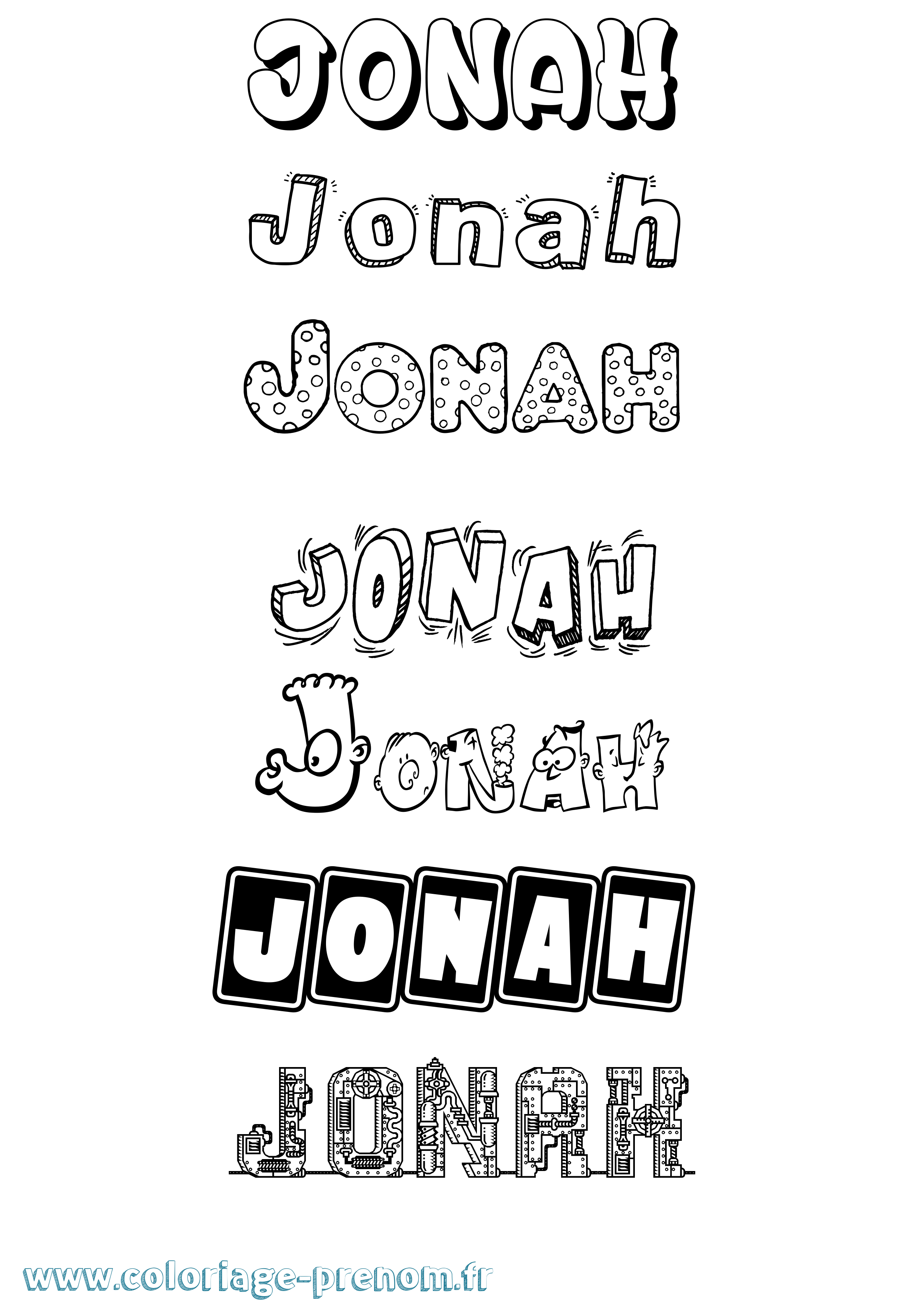 Coloriage prénom Jonah Fun