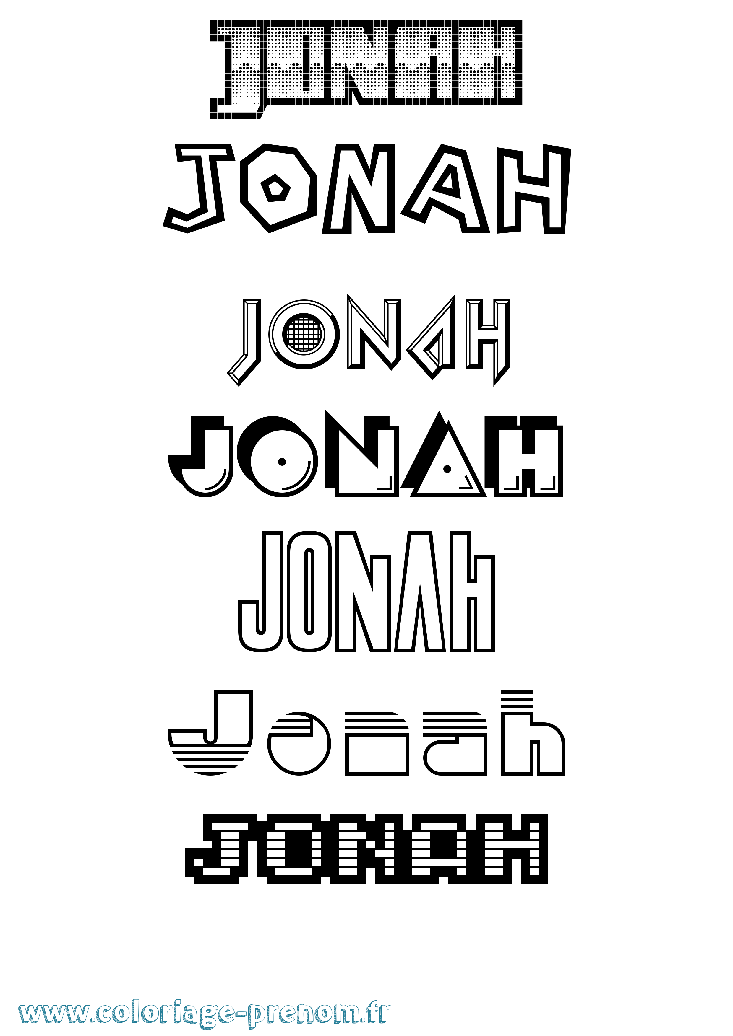 Coloriage prénom Jonah Jeux Vidéos