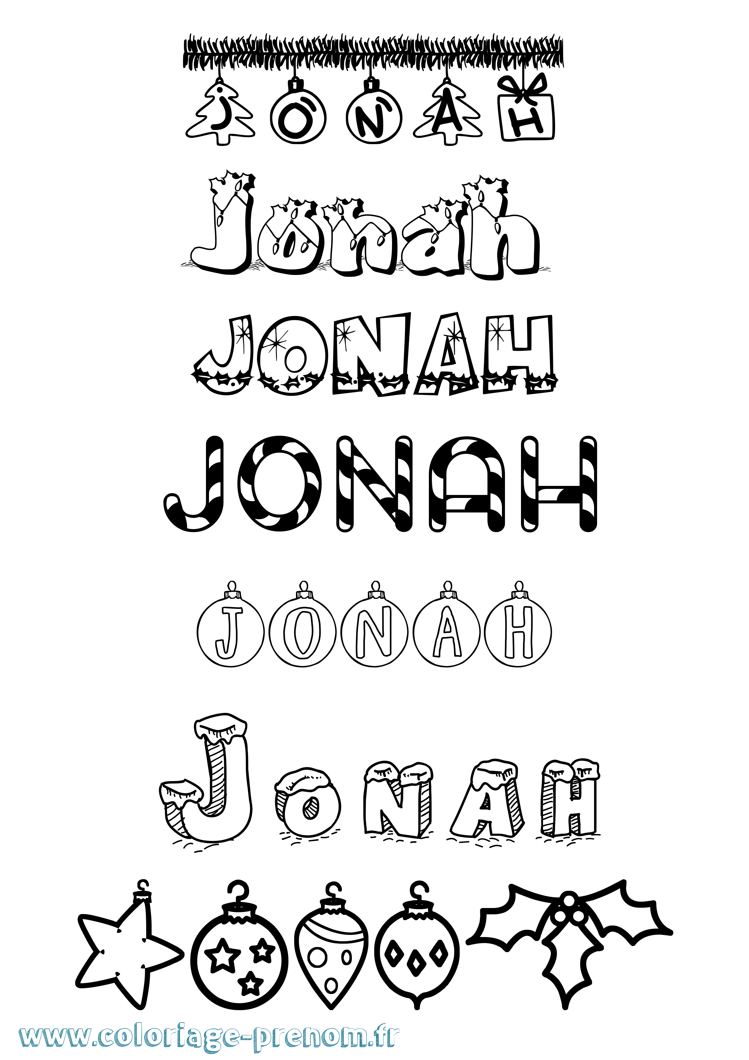 Coloriage prénom Jonah Noël