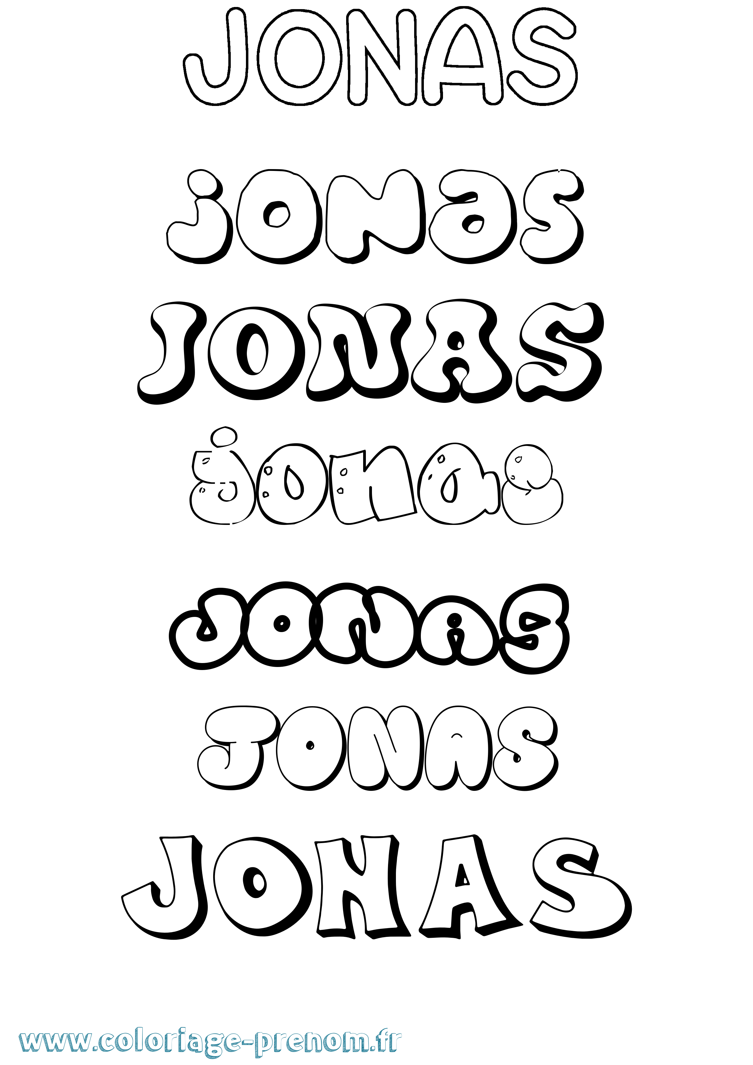 Coloriage prénom Jonas Bubble