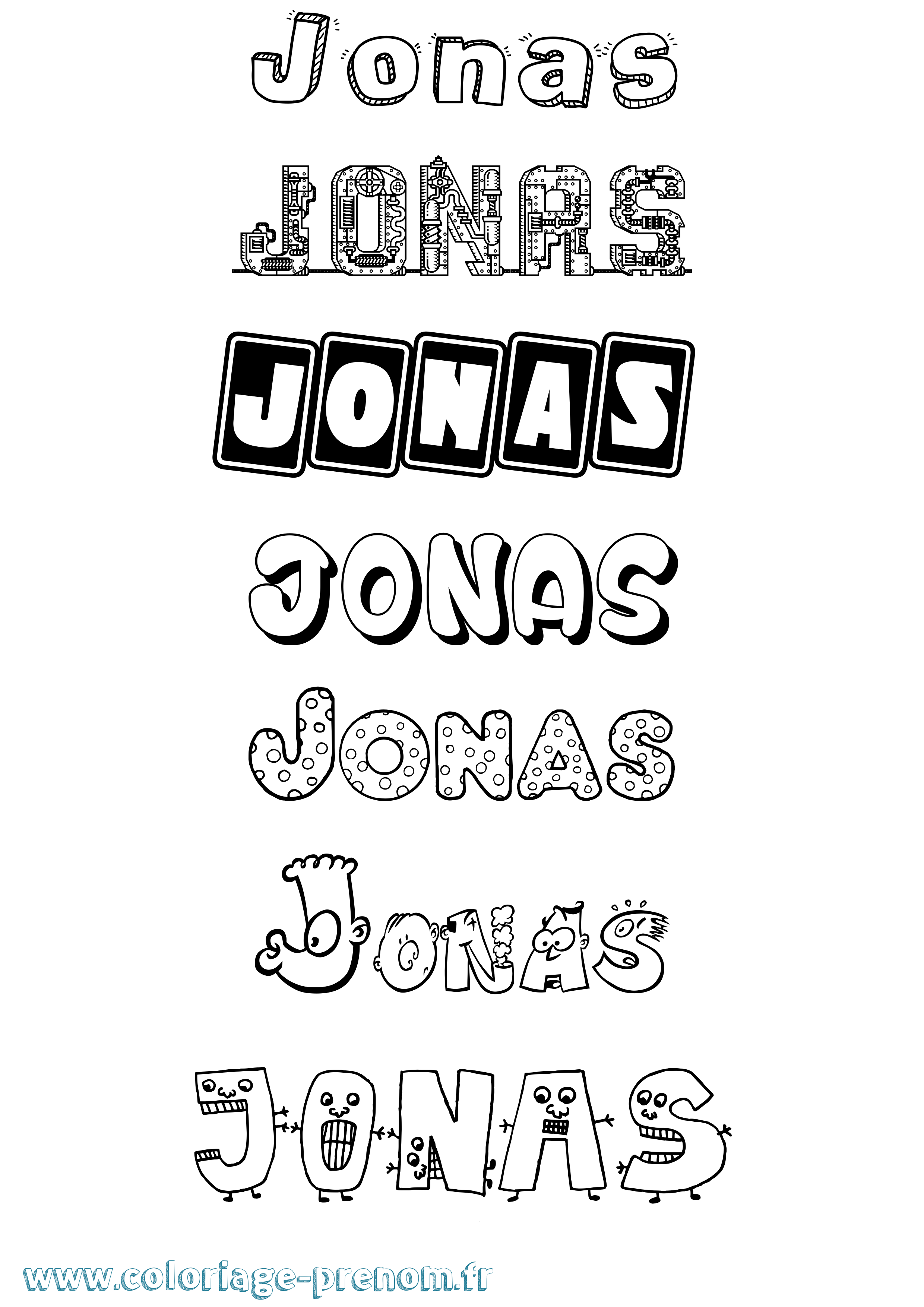 Coloriage prénom Jonas Fun