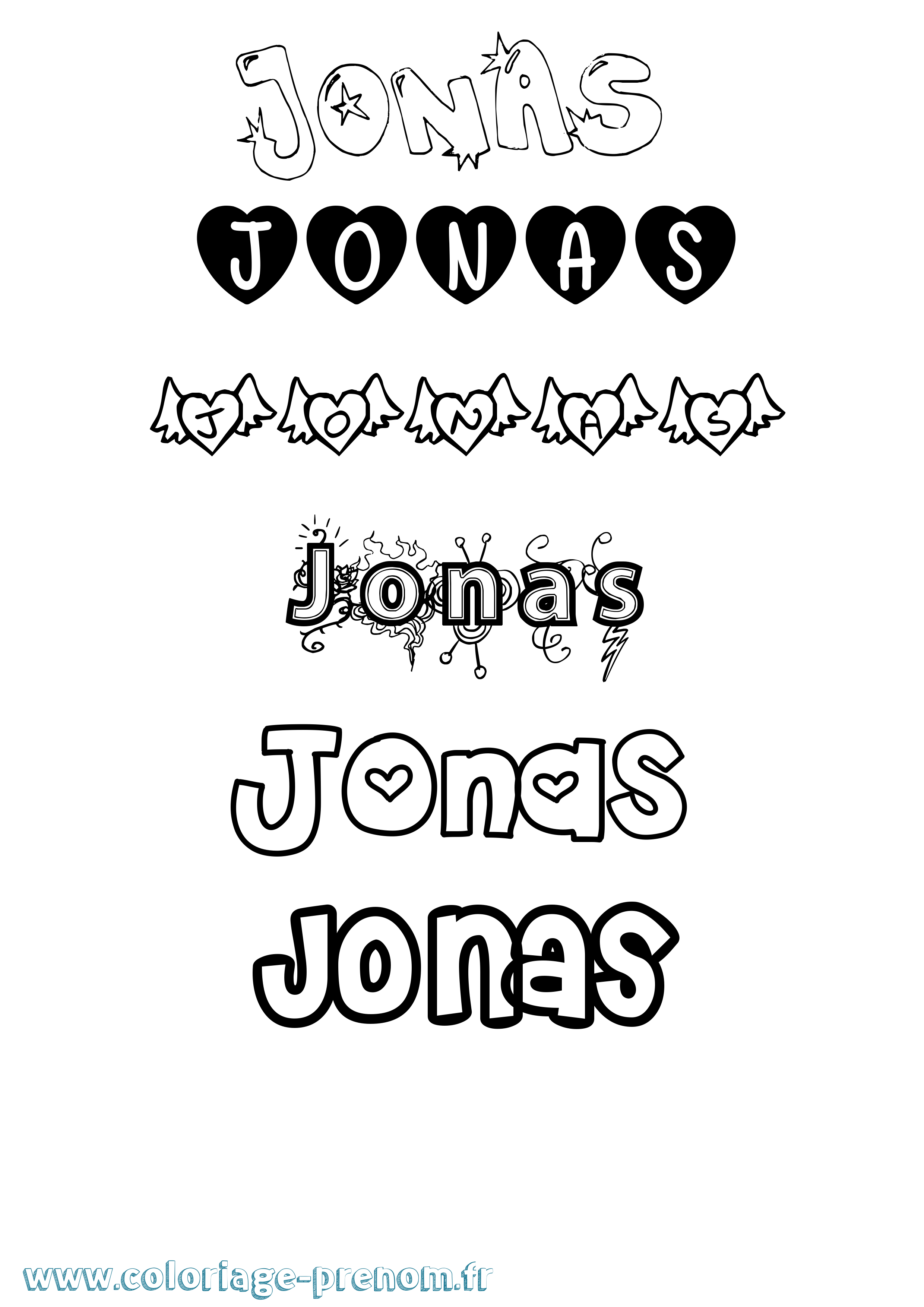 Coloriage prénom Jonas Girly