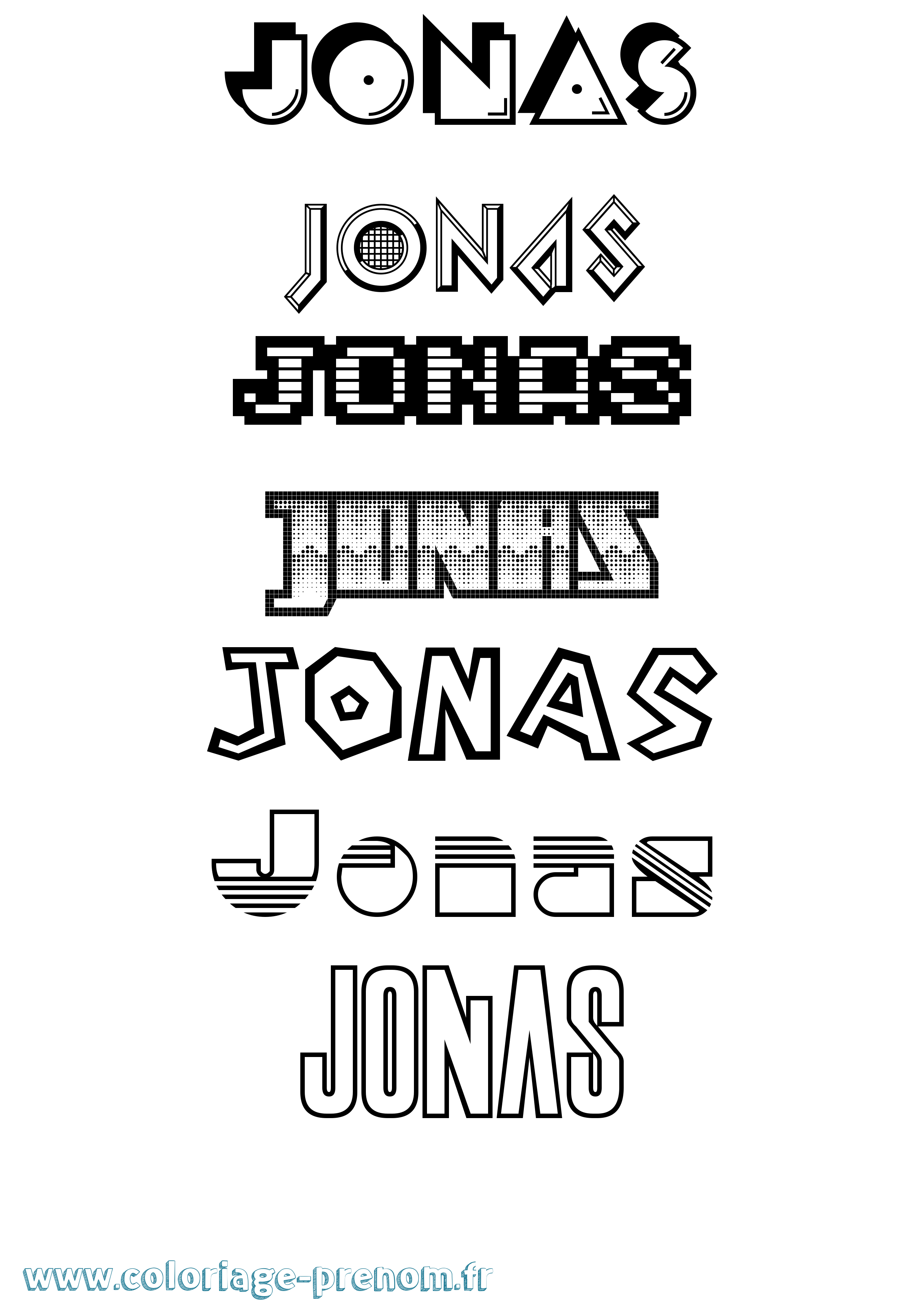 Coloriage prénom Jonas