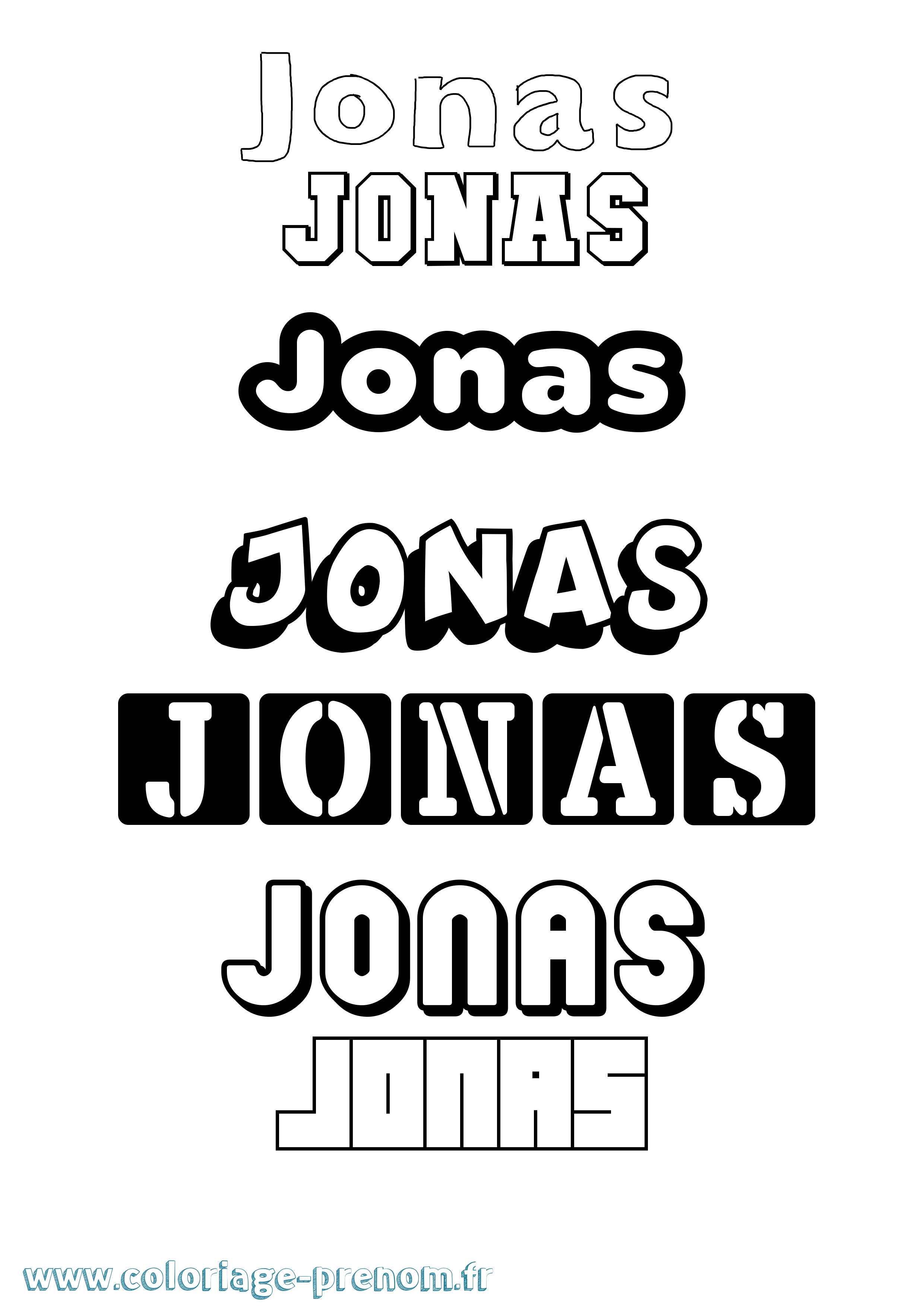 Coloriage prénom Jonas Simple