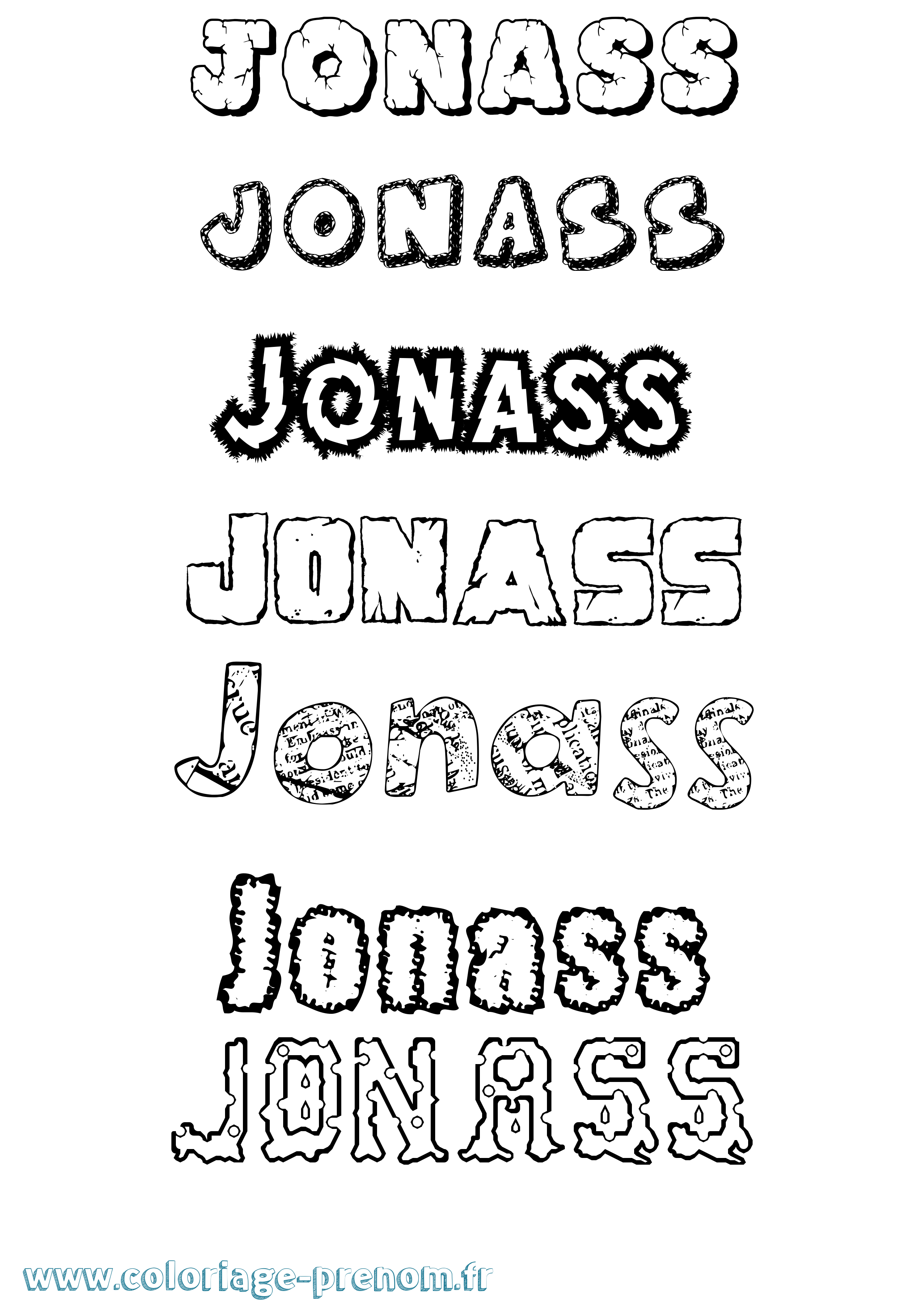 Coloriage prénom Jonass Destructuré