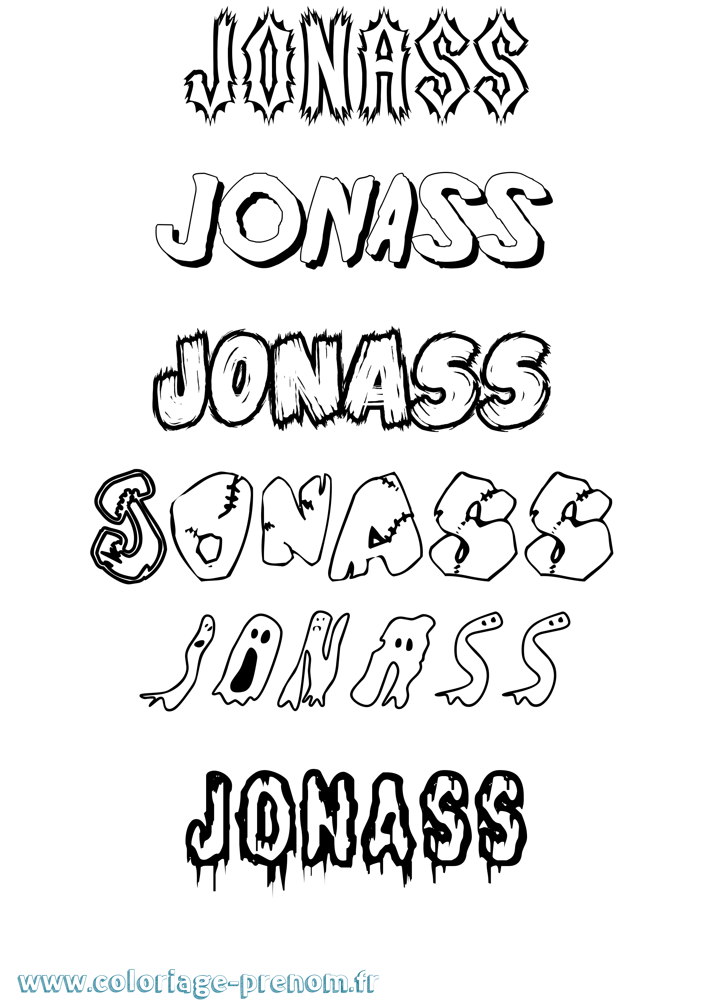Coloriage prénom Jonass Frisson