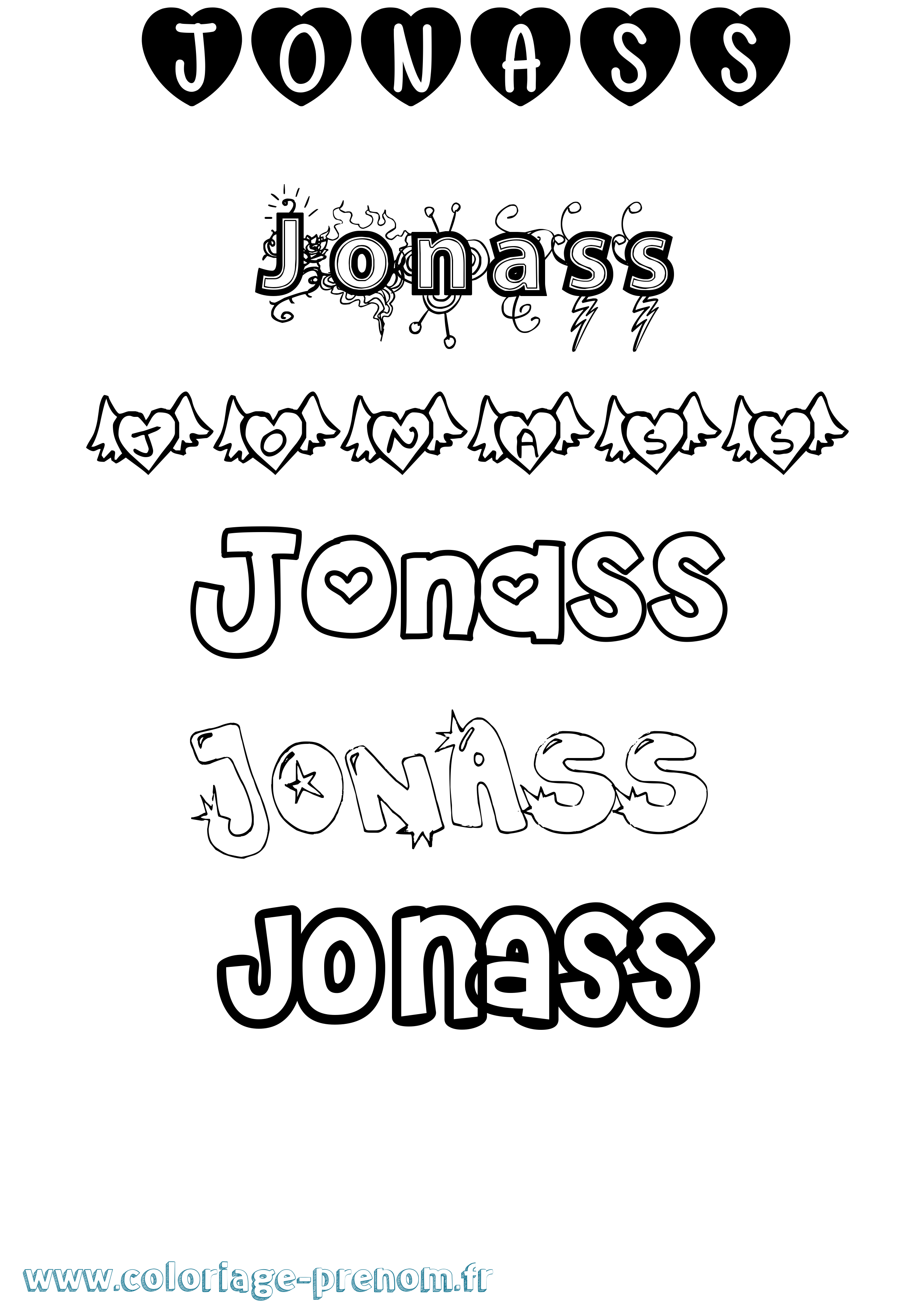 Coloriage prénom Jonass Girly
