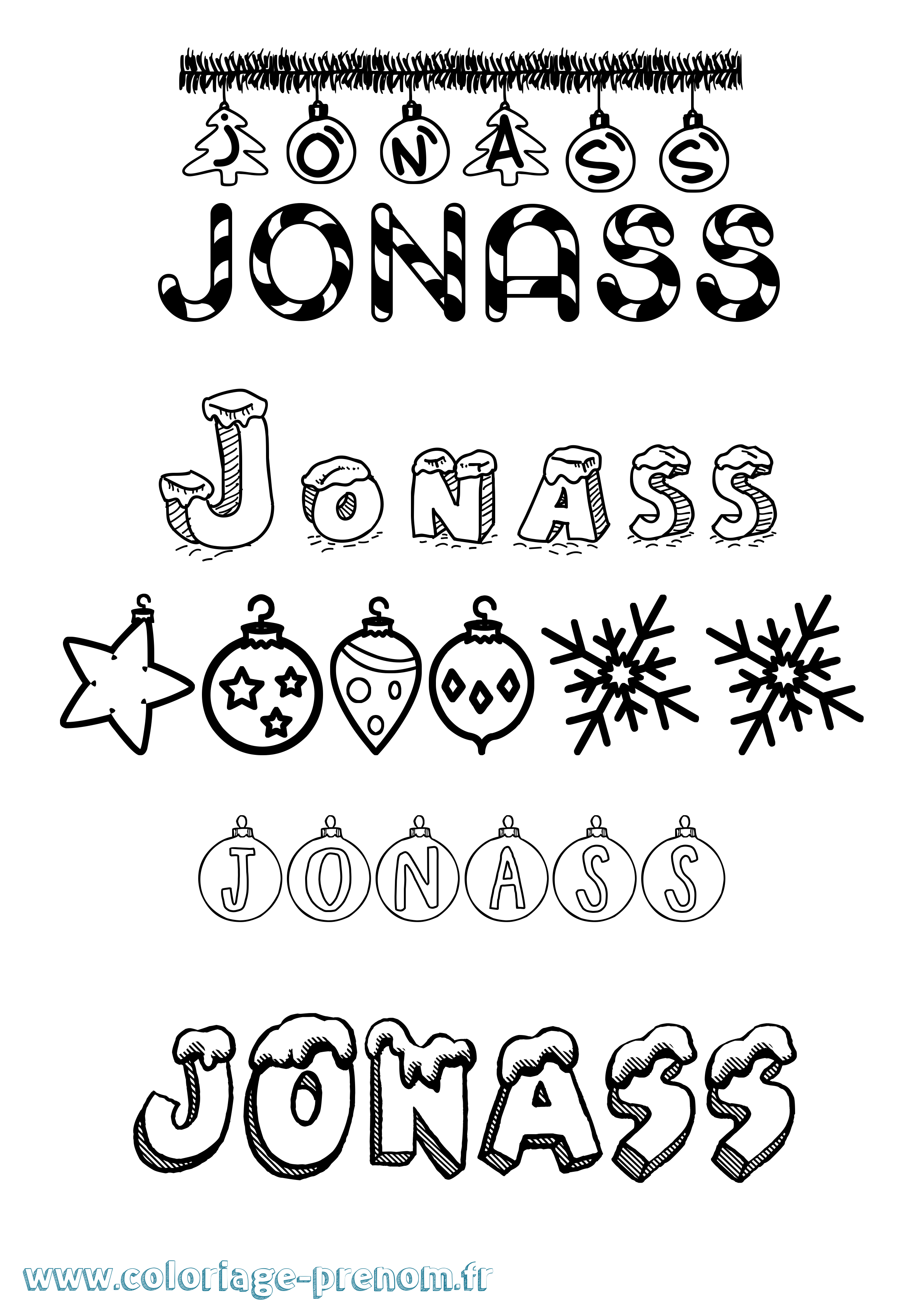 Coloriage prénom Jonass Noël