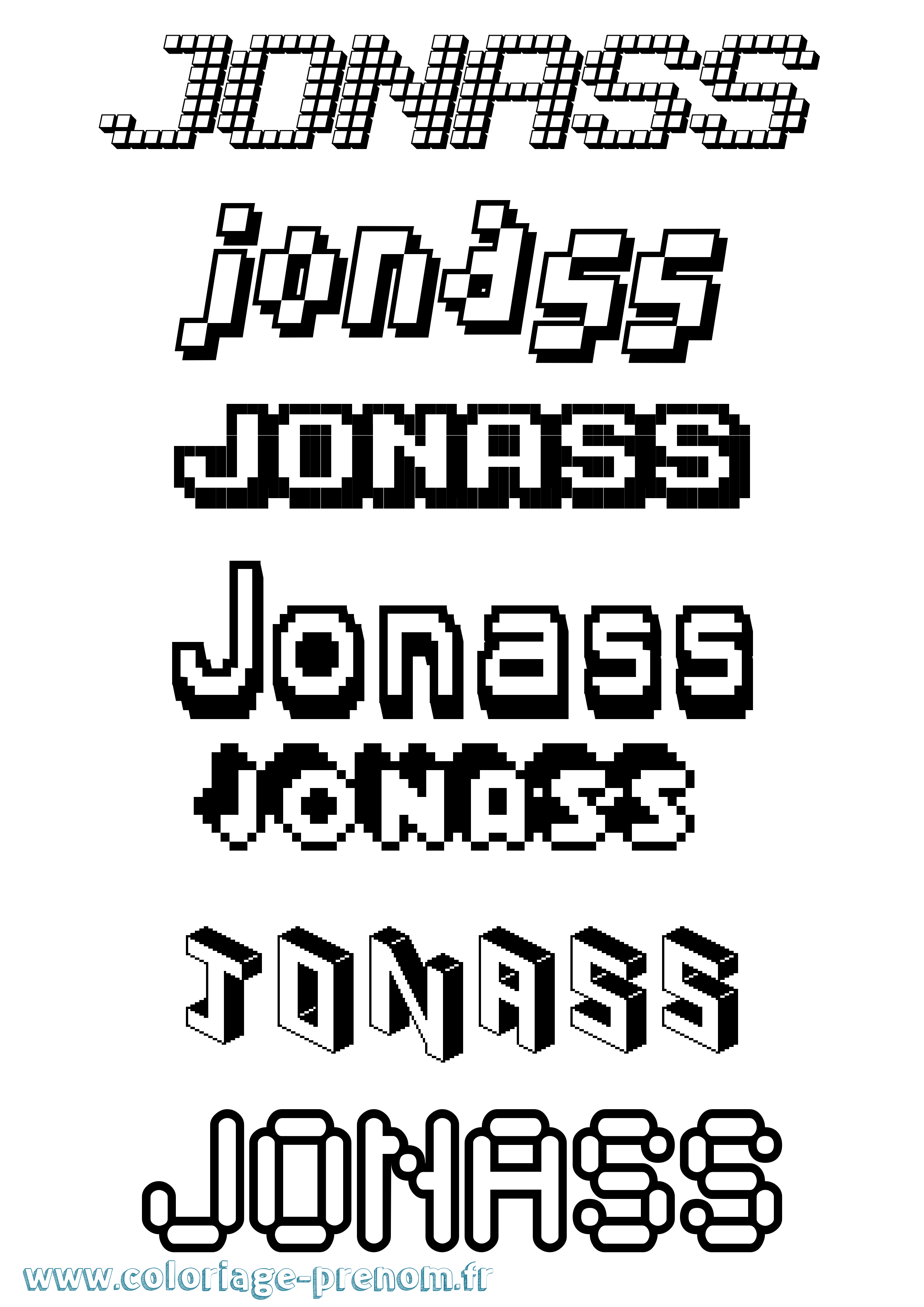 Coloriage prénom Jonass Pixel
